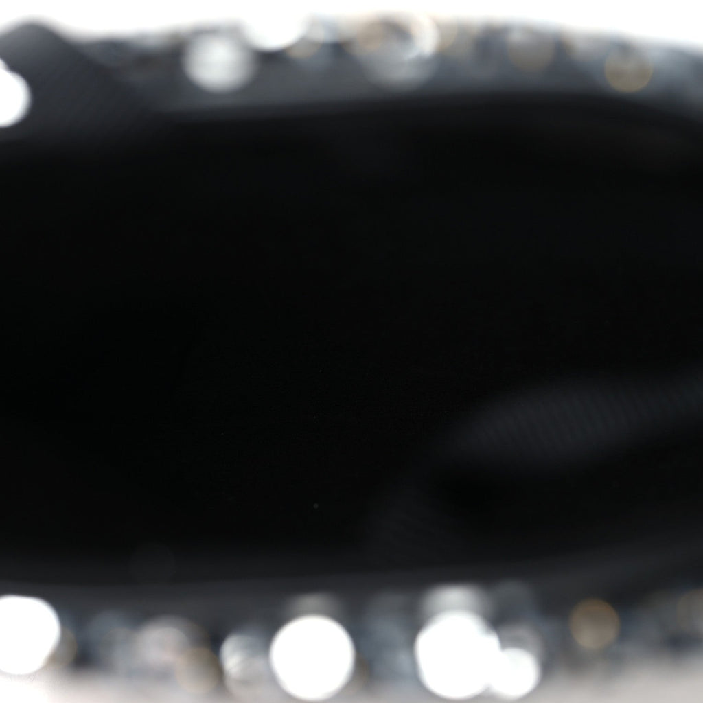 Tweed Sequin Chain Around Phone Holder Silver Black