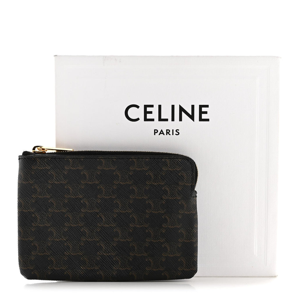 Triomphe Canvas Coin and  Pouch With Hook Black