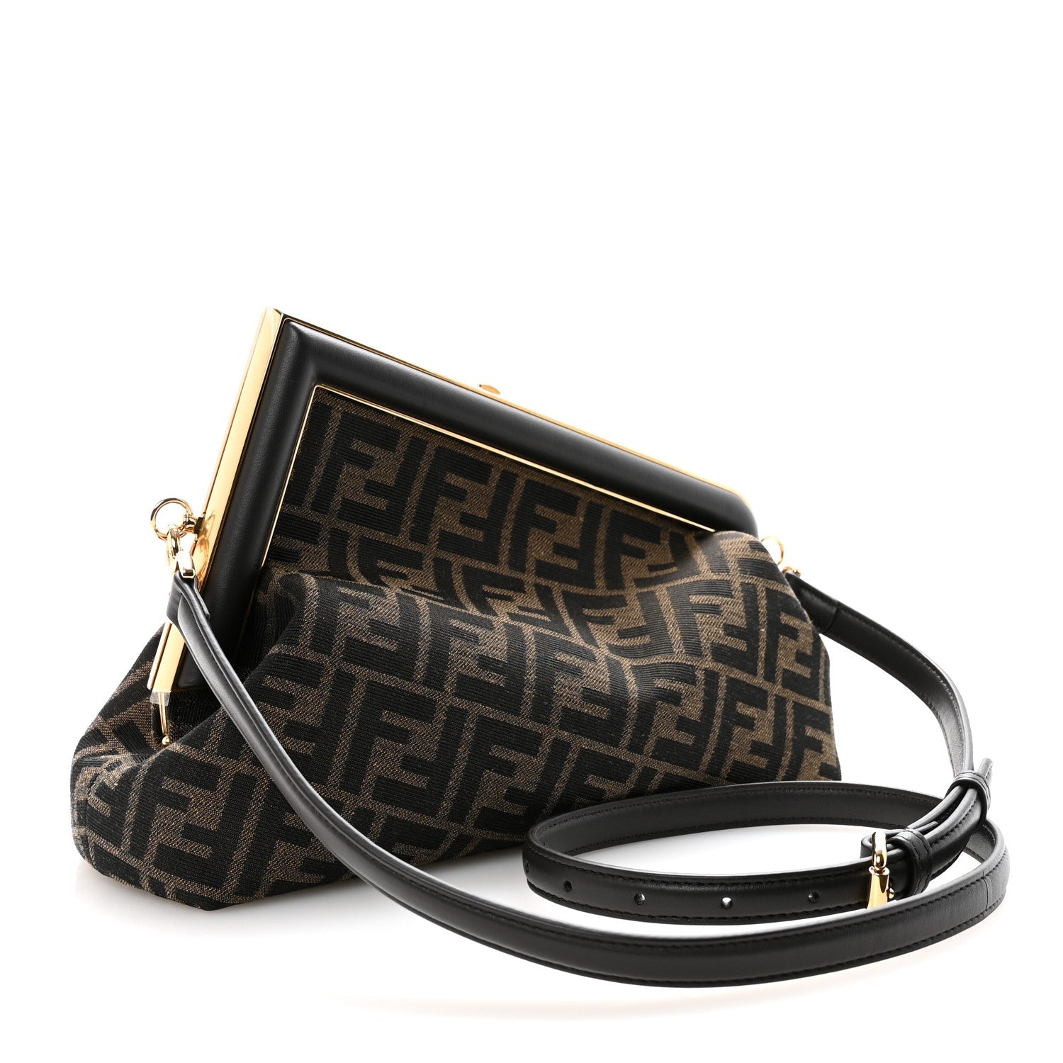 Shiny Nappa Fabric Jacquard FF 1974 Midi Fendi Tobacco Moro Ebano