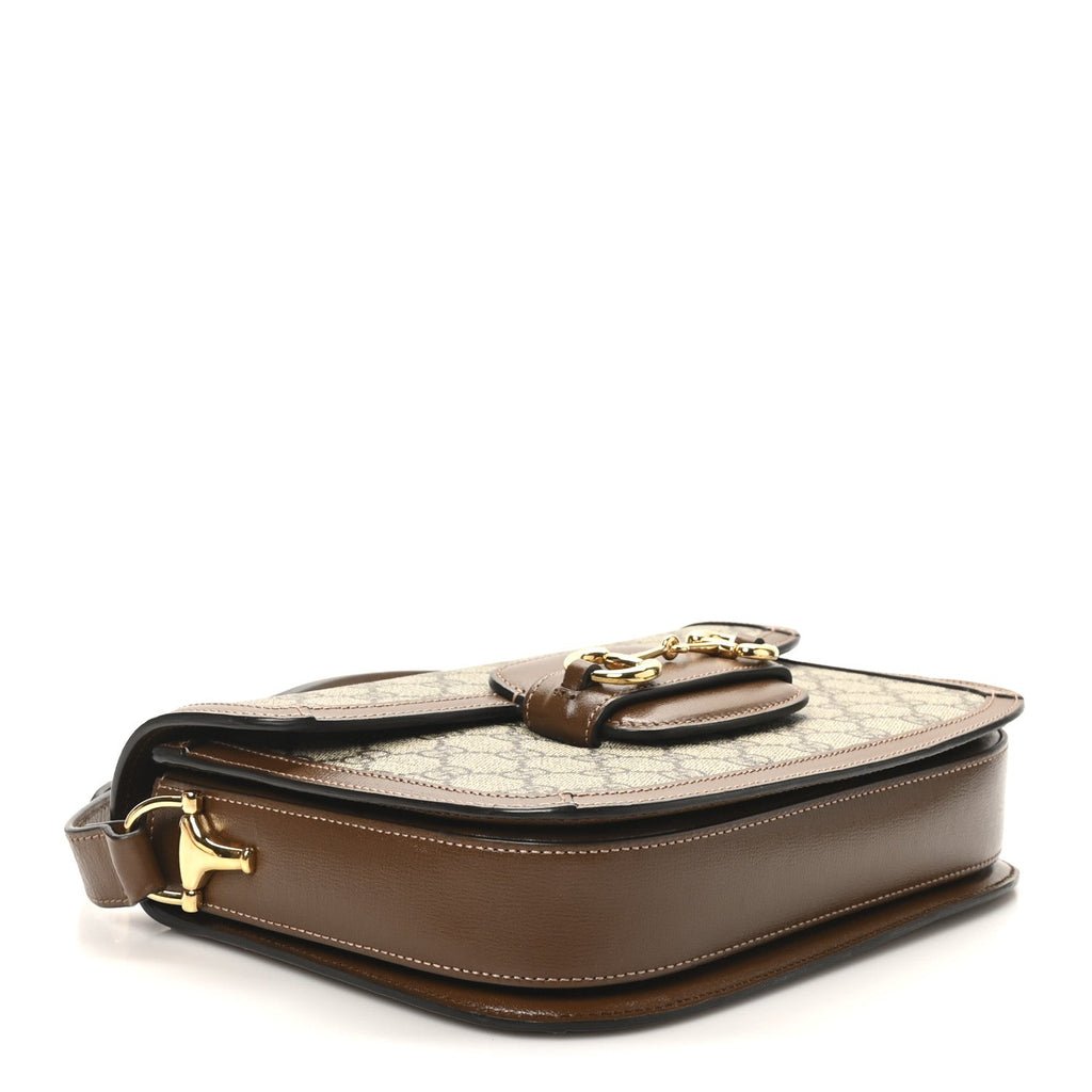 GG Supreme Monogram Horsebit 1955 Shoulder Bag Beige Brown Sugar