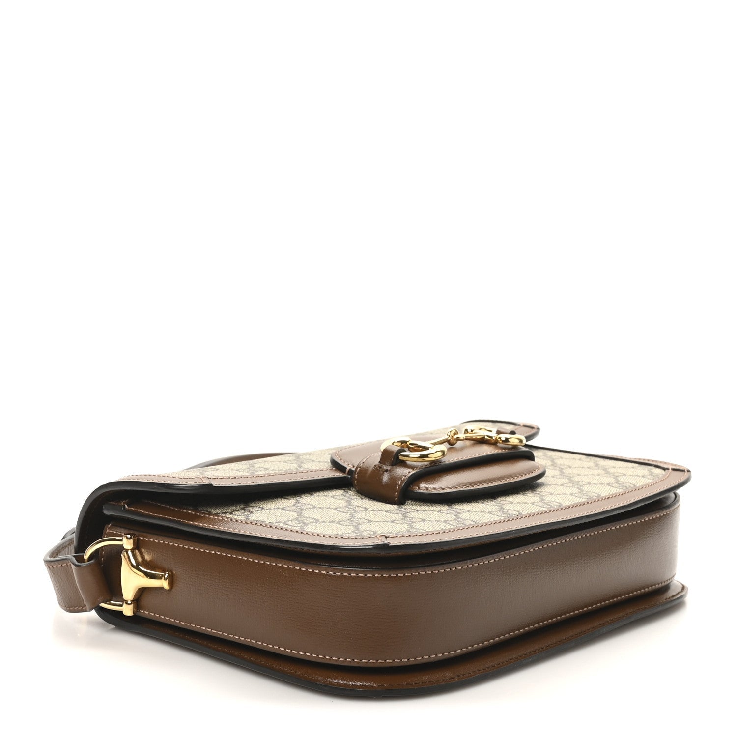 GG Supreme Monogram Horsebit 1955 Shoulder Bag Beige Brown Sugar