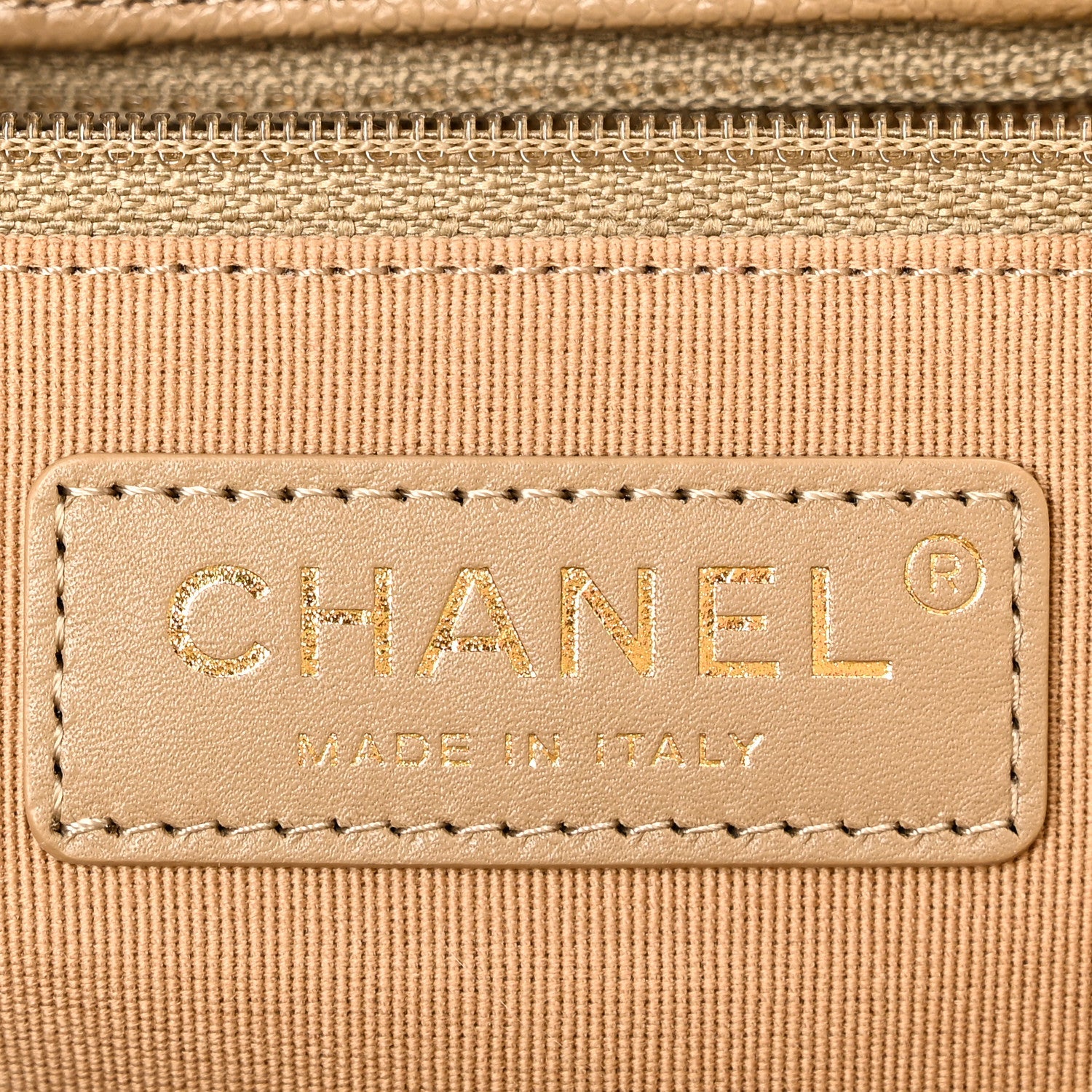 Caviar Quilted Large Shopping Tote Dark Beige