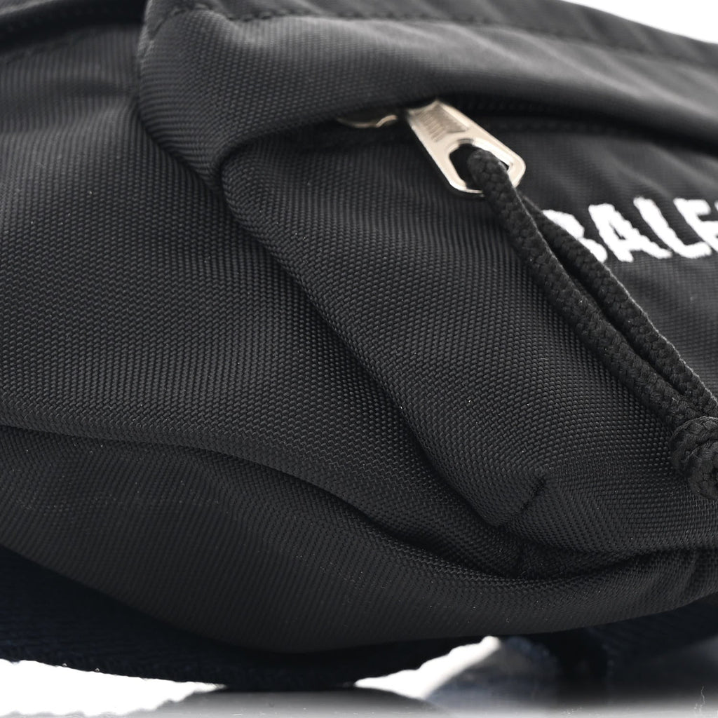 Sport Nylon Logo Embroidered Wheel Belt Bag Black White