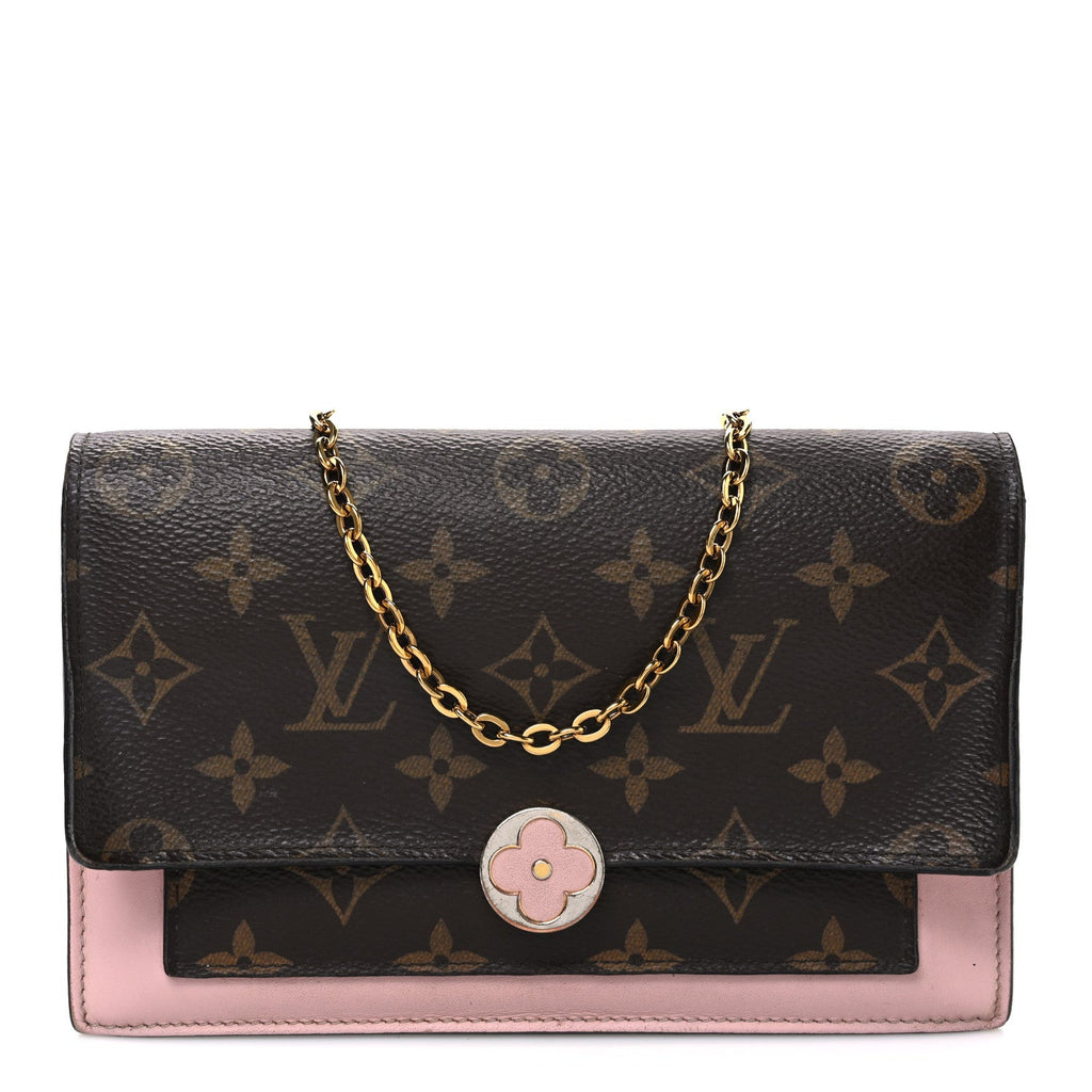 Monogram Flore Chain Wallet Rose Ballerine