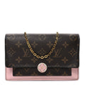 Monogram Flore Chain Wallet Rose Ballerine