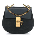 Suede Smooth Calfskin Mini Drew Shoulder Bag Cloudy Blue