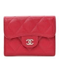Caviar Quilted Flap  Holder Wallet Red