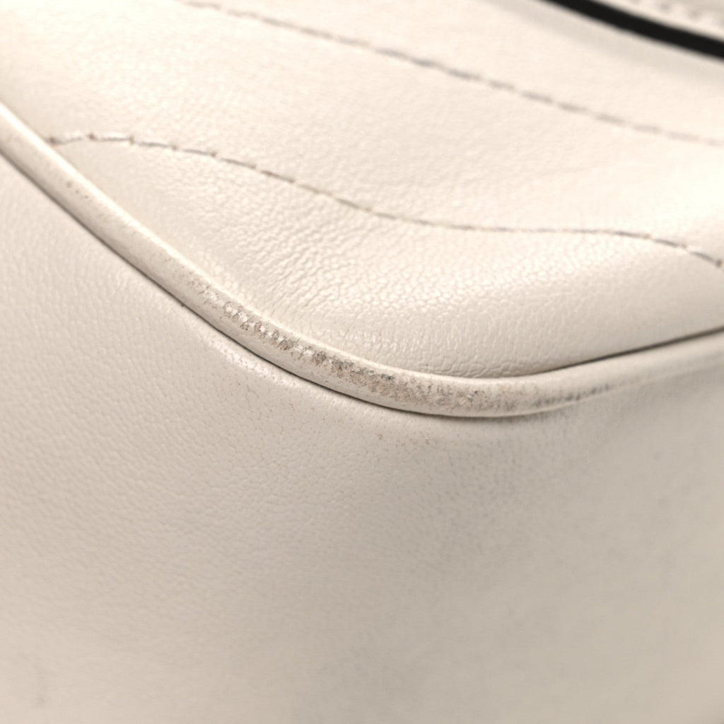 Sakai Be Green Calfskin Diagonal Stitched Small Blondie Shoulder Bag Mystic White