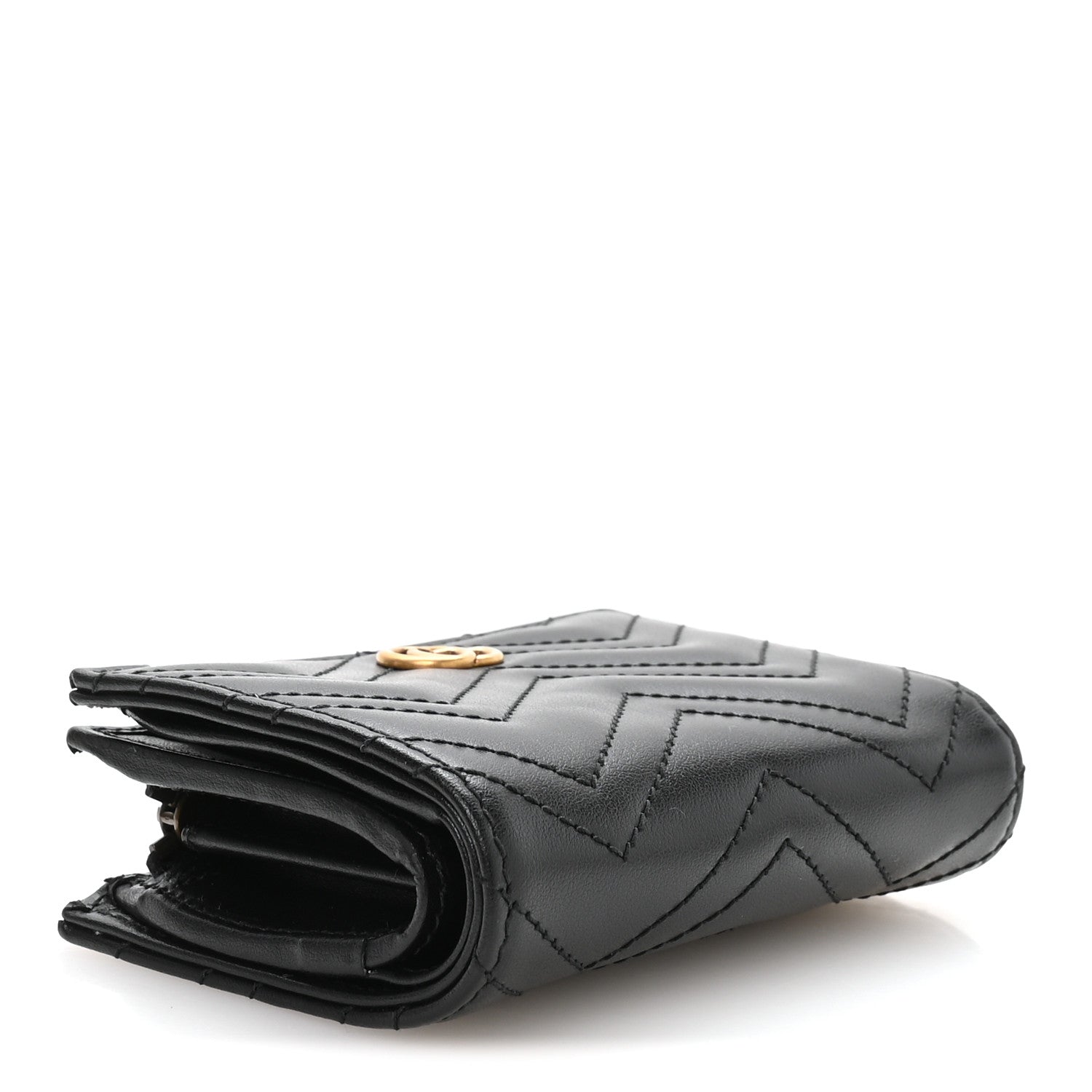 Calfskin Matelasse GG Marmont  Case Wallet Black
