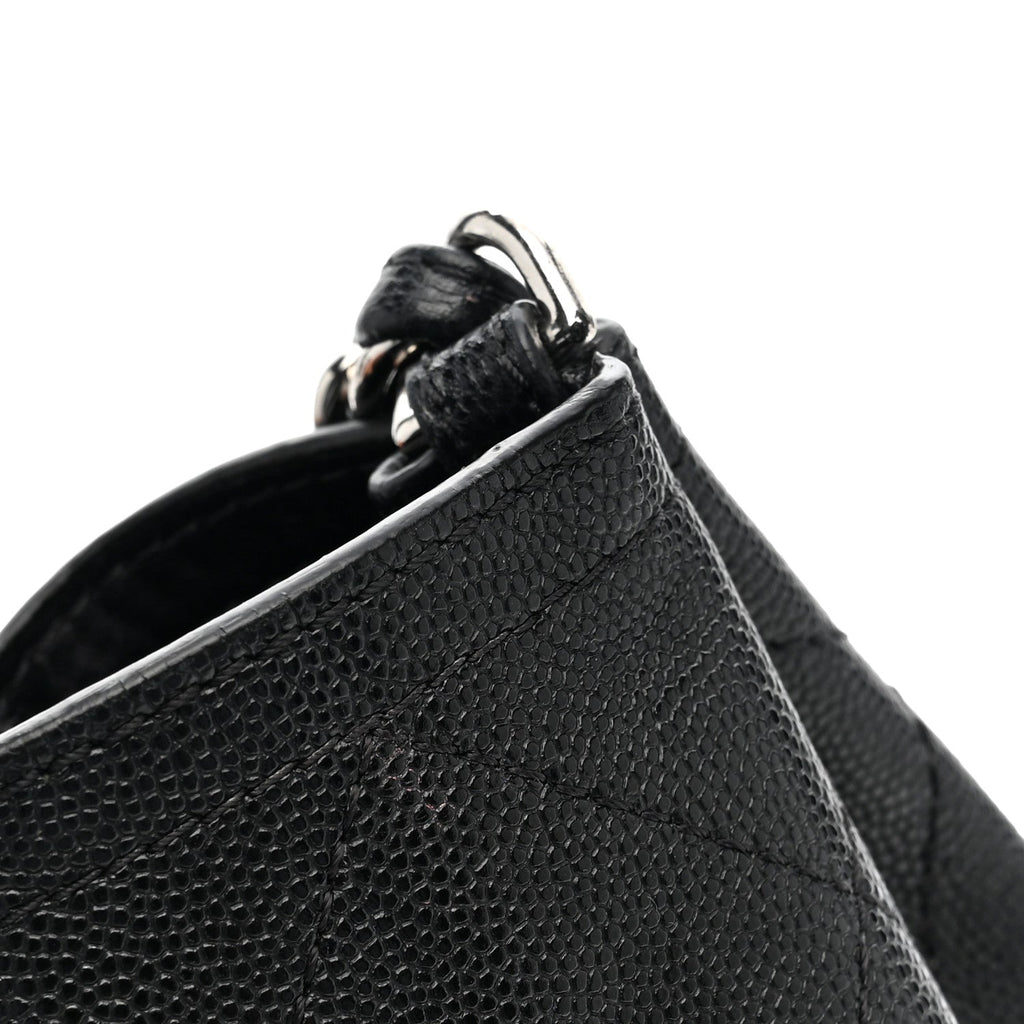 Caviar Stitched Large Lady Coco Shopping Tote Black