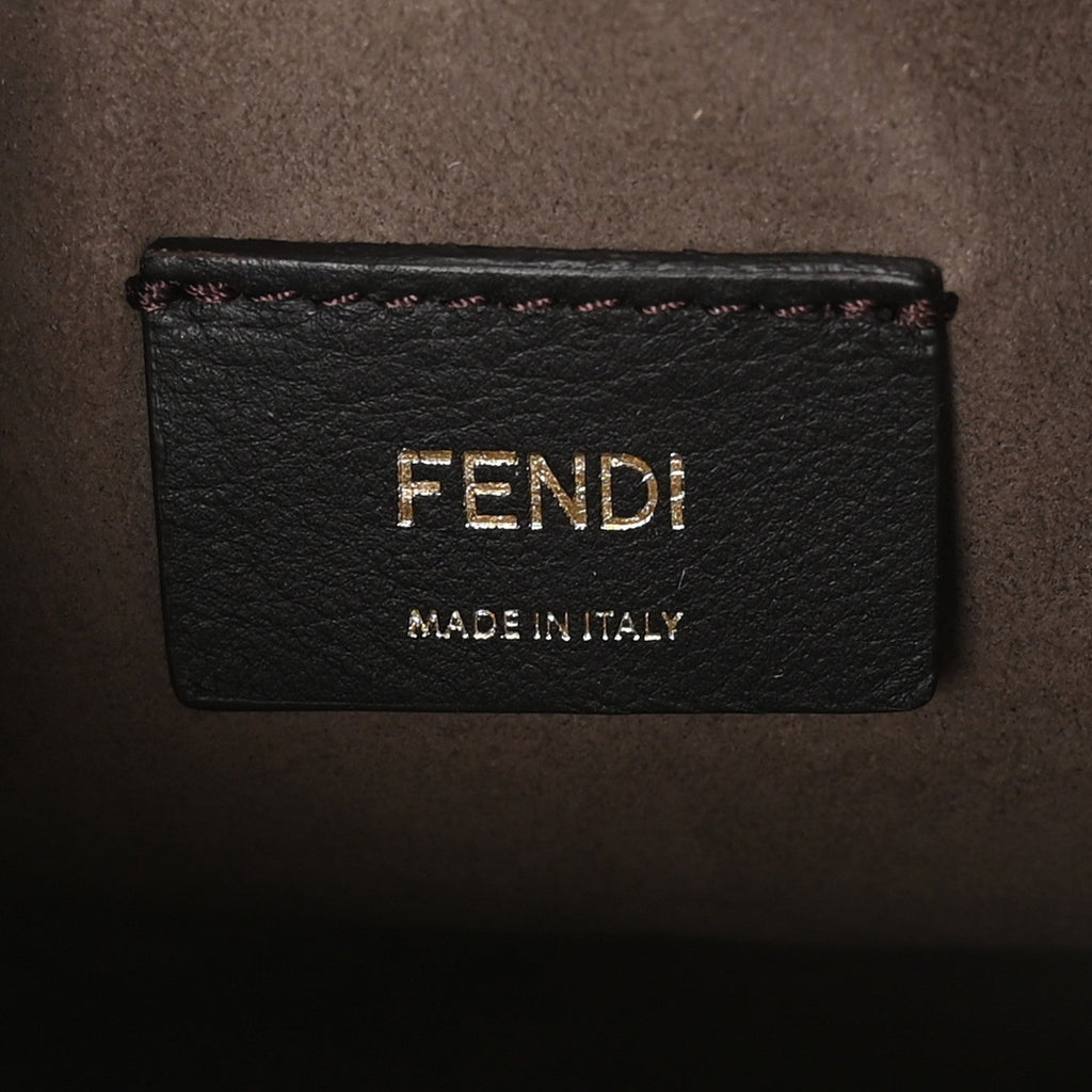 Vitello Liberty F is Fendi Bi-Color FF 1974 Embossed Mini Mon Tresor Bucket Bag Maya Black