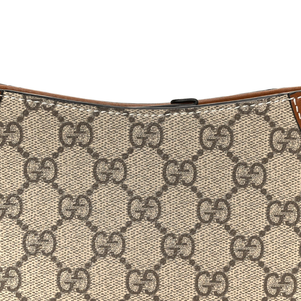 GG Monogram Calfskin Small Emblem Shoulder Bag Beige Dark Brown