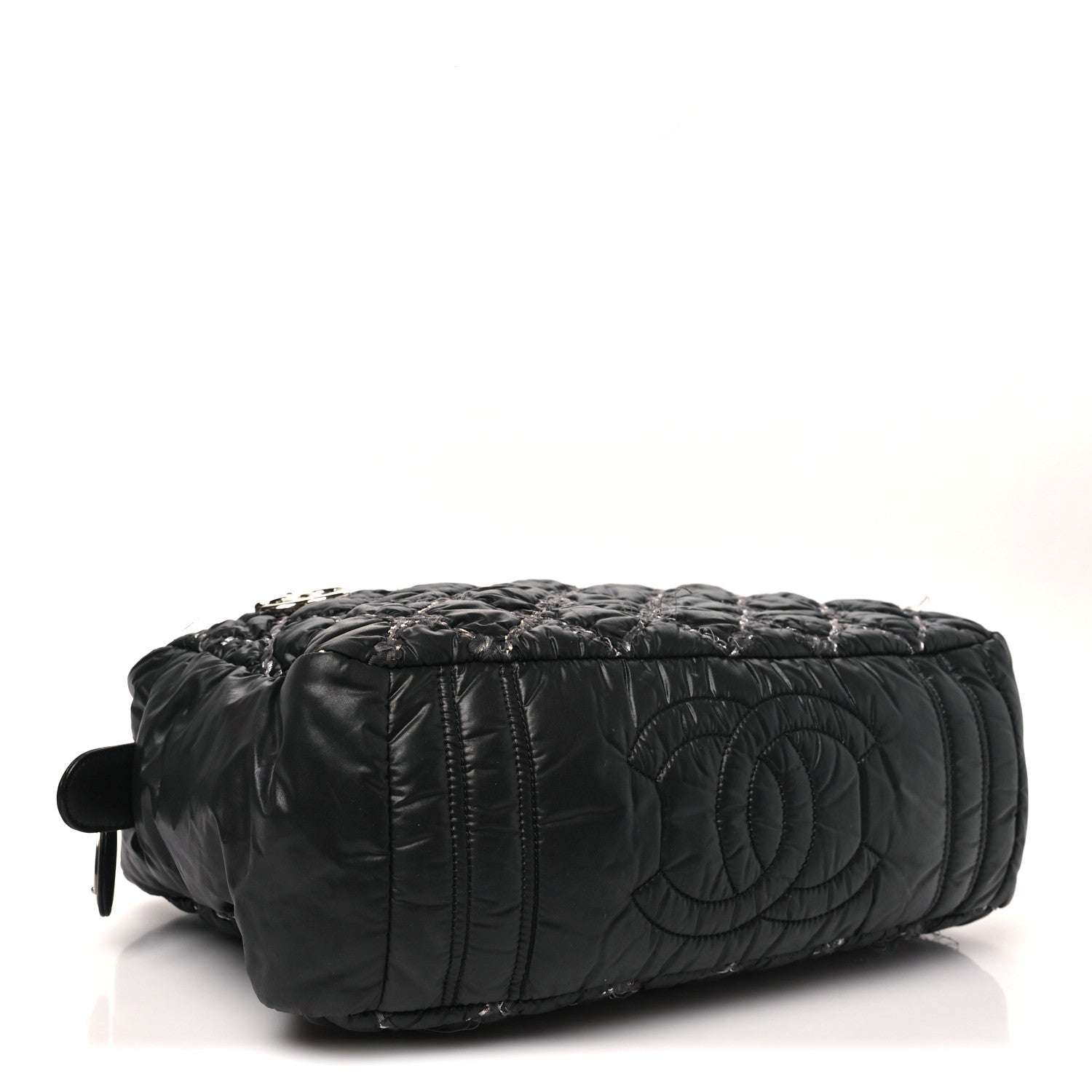 Nylon Quilted Tweed Stitch Bubble Camera Case Black