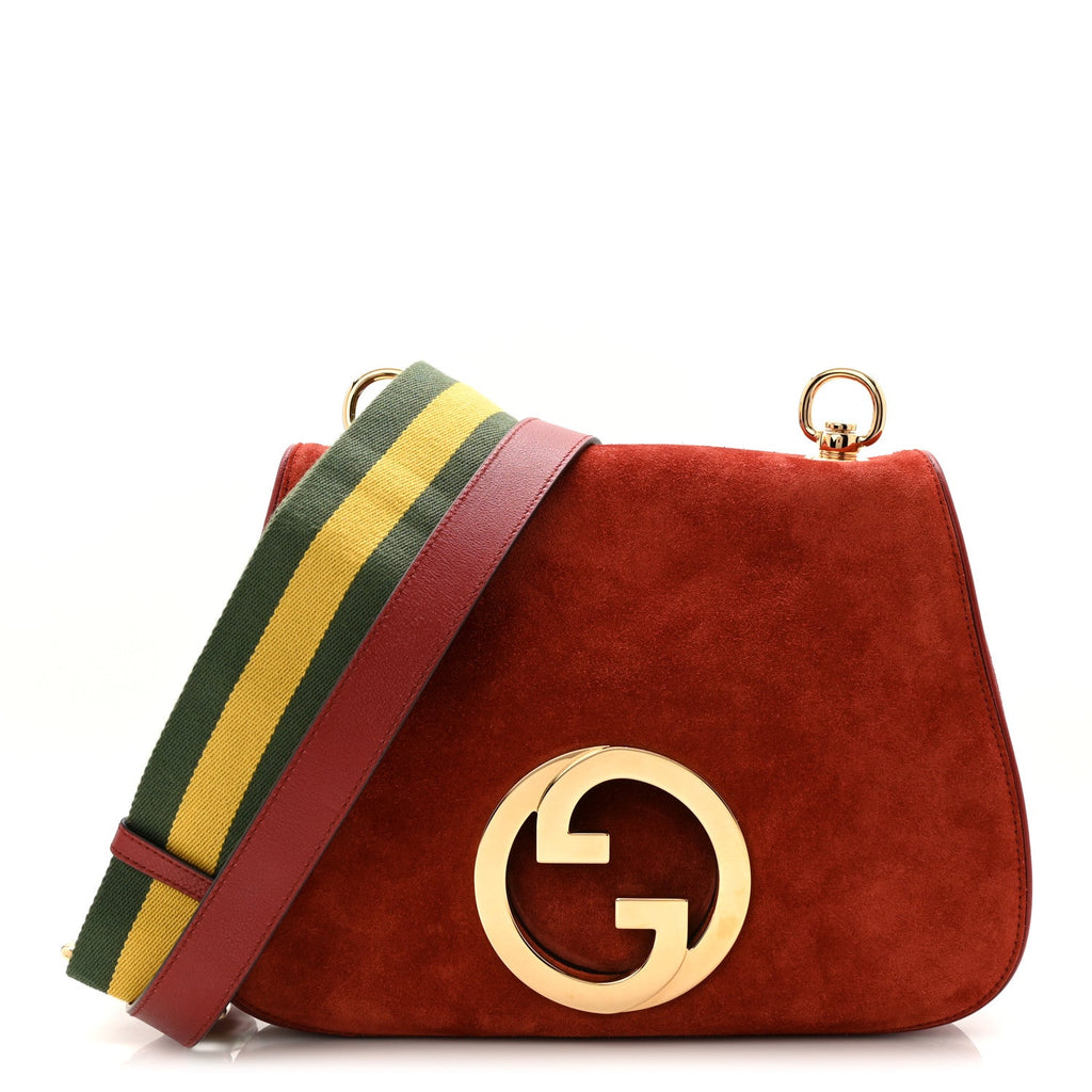 Suede Talco Roxy Calfskin Web Medium Blondie Shoulder Flap Bag Blondie Red