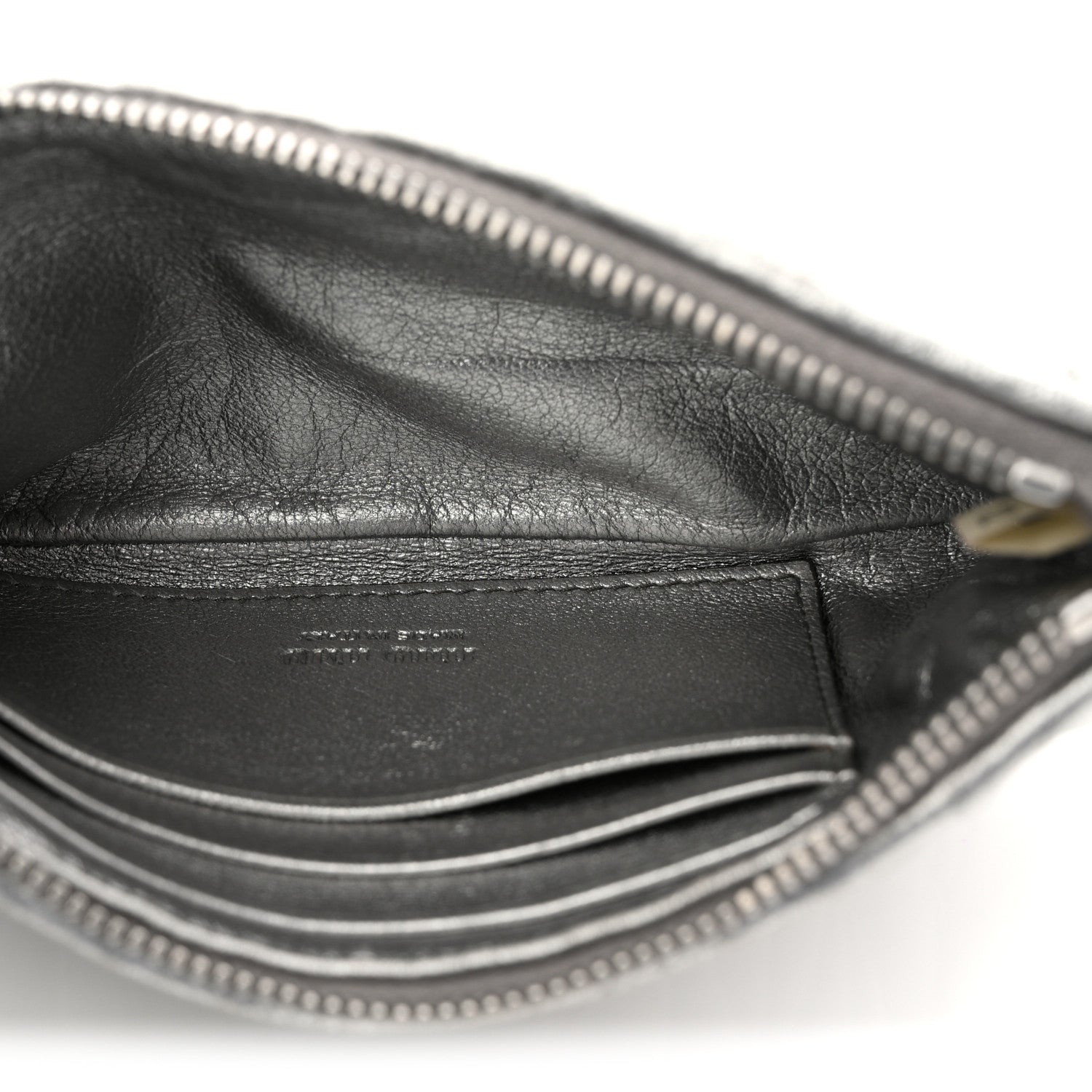 Metallic Nappa Matelasse Quilted Zip Wallet Silver