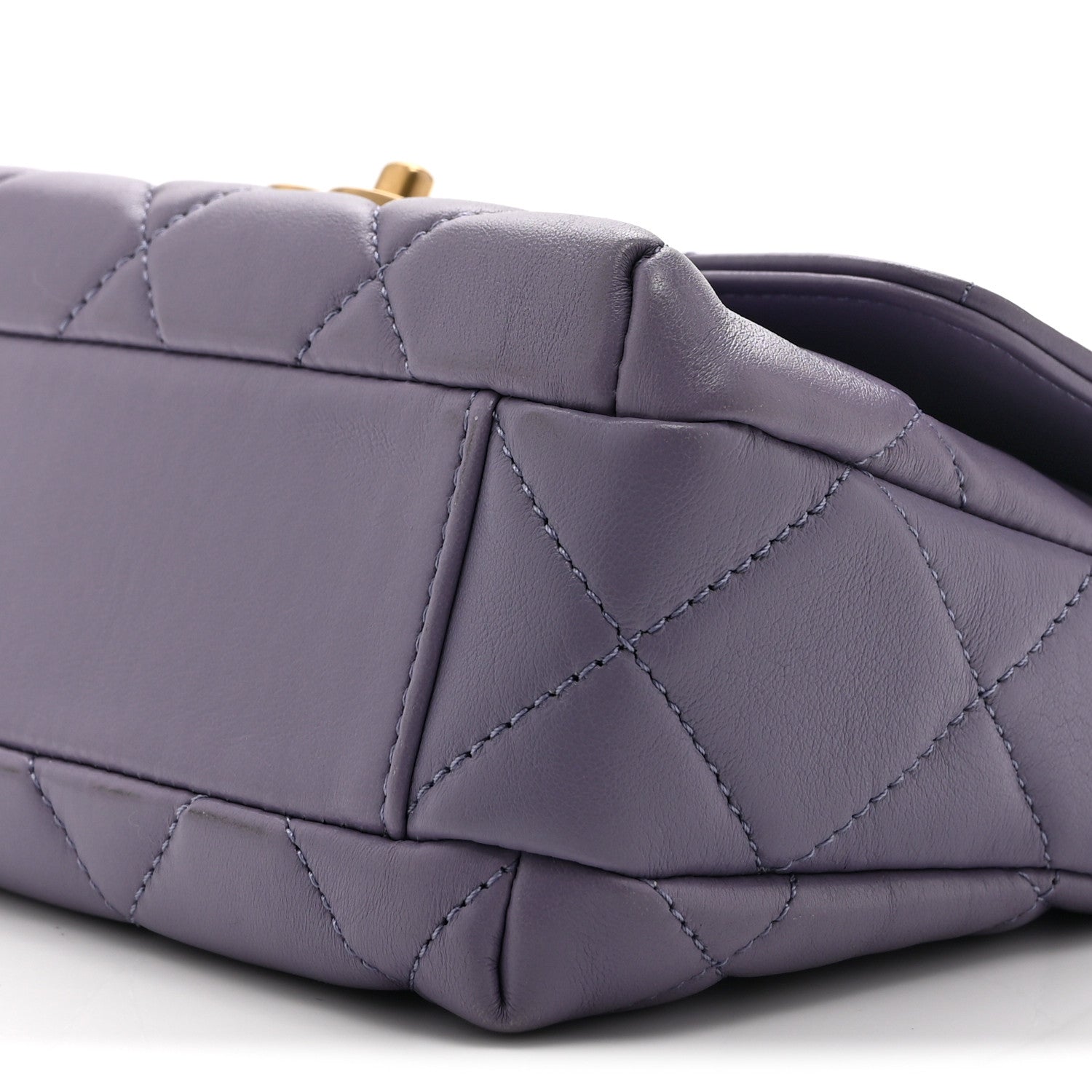 Shiny Lambskin Quilted Mini Pearl Logo Flap Light Purple