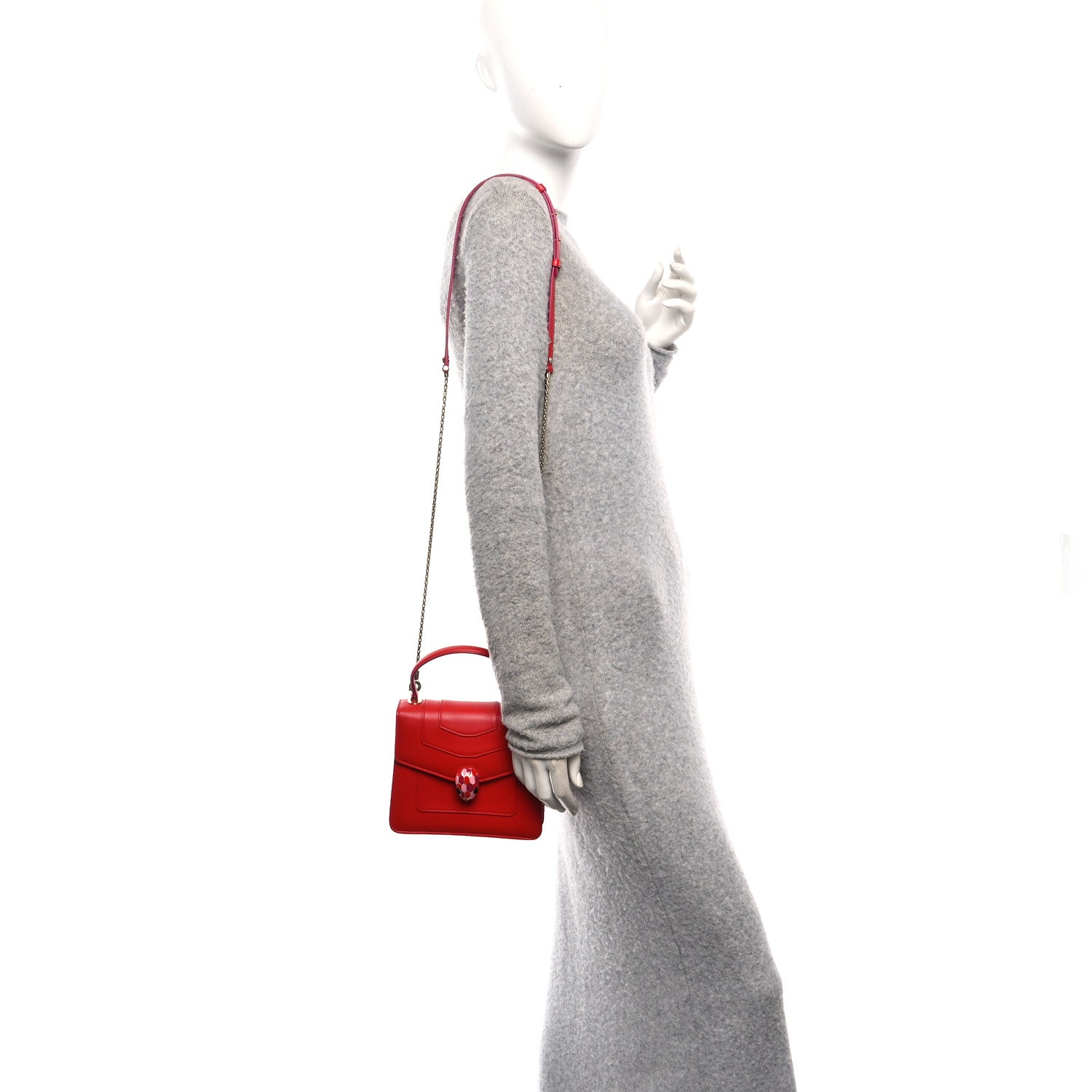 Calfskin Serpenti Forever Top Handle Red