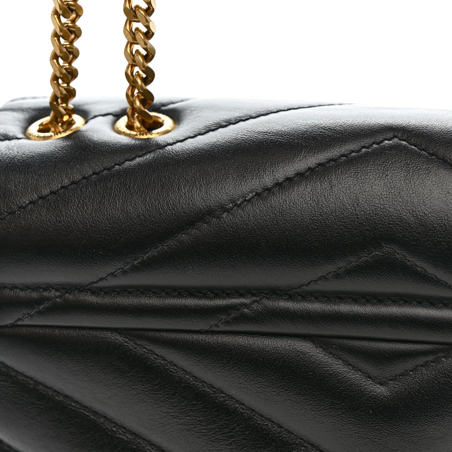 Calfskin Y Quilted Monogram Small Loulou Chain Satchel Black