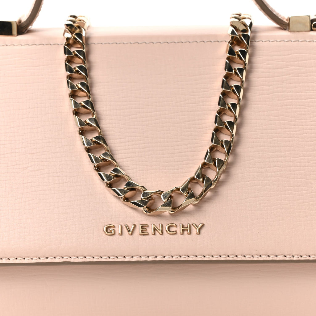 Textured Calfskin Mini Pandora Box Chain Crossbody Bag Powder Pink