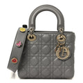 Lambskin Cannage Small Lucky Badges My Lady Dior Grey