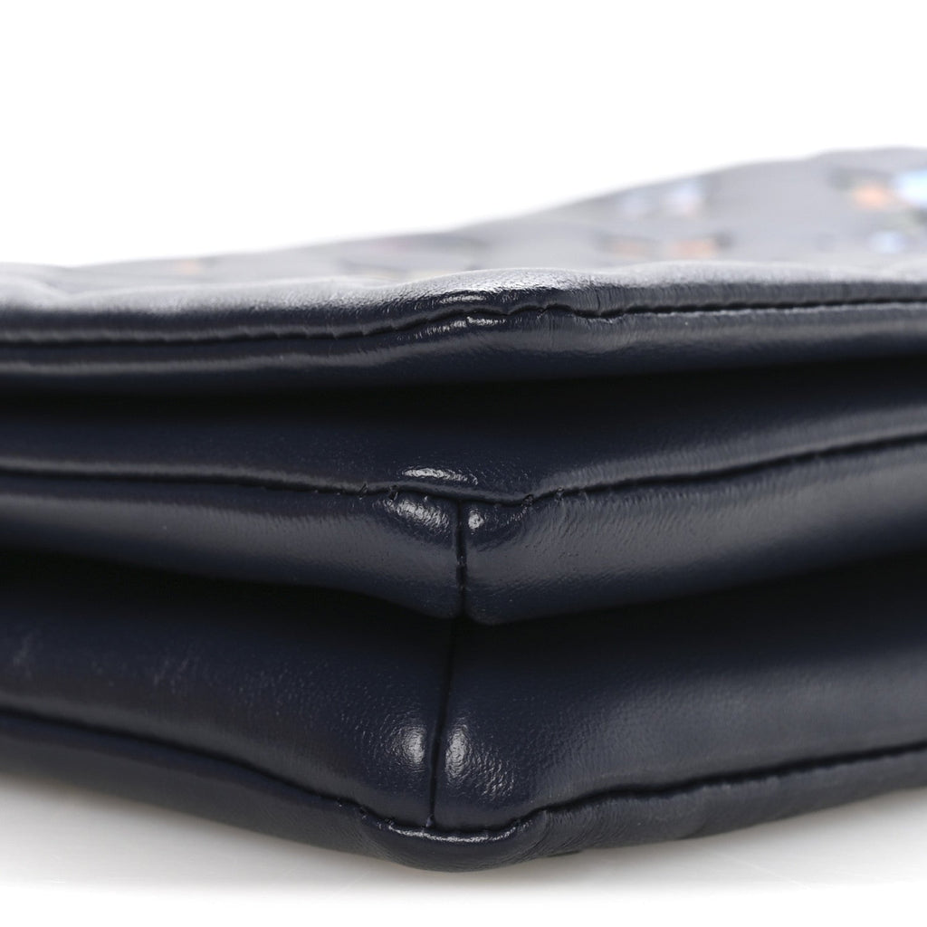 Lambskin Embossed Monogram LV Garden Pochette Coussin Navy