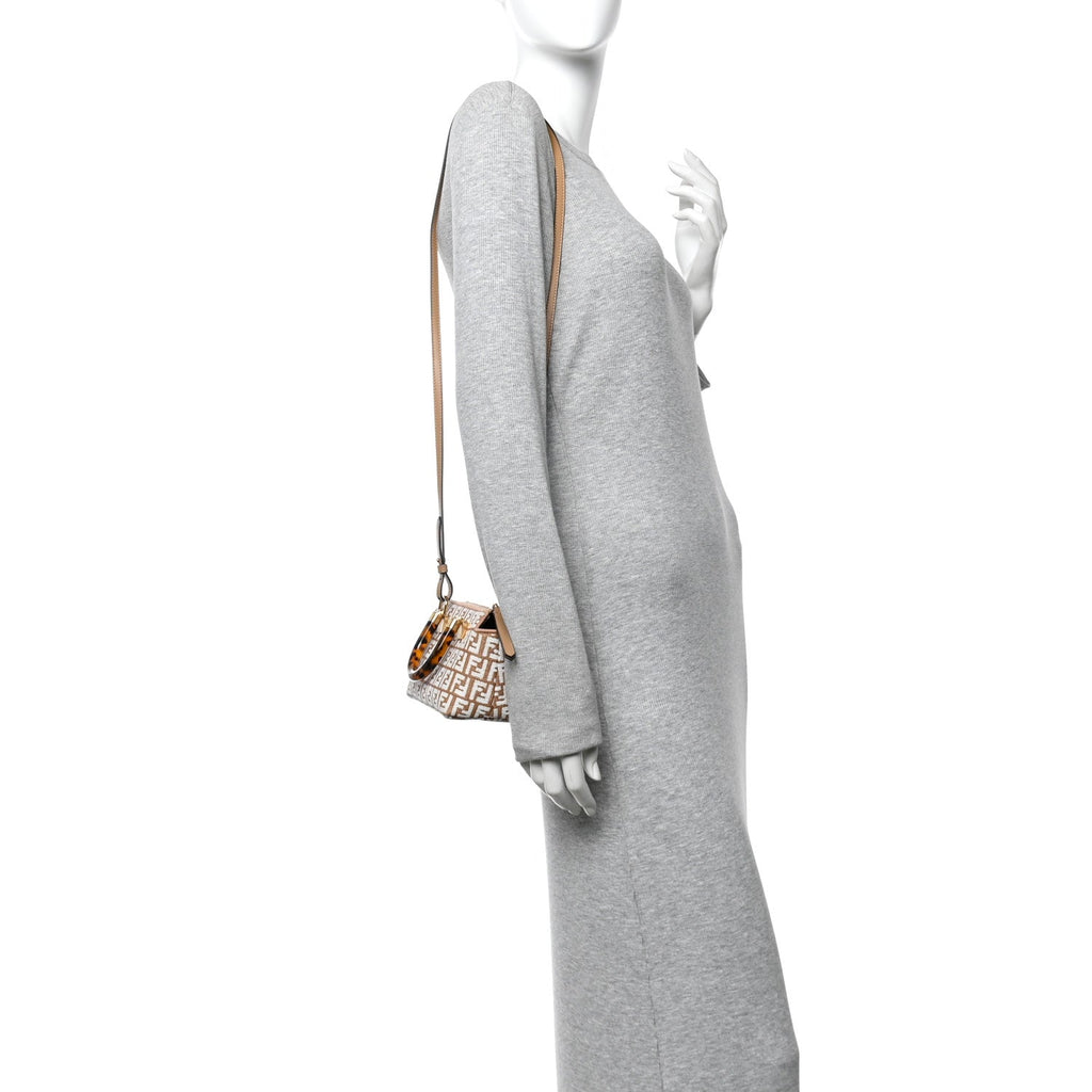 Raffia Chenille Vitello King Plexiglass Micro FF Mini By The Way Top Handle Boston Bag Naturale White