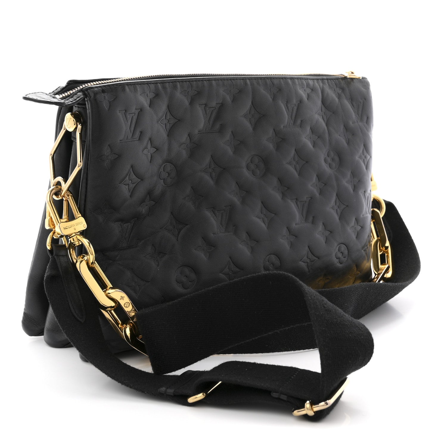 Lambskin Embossed Monogram Coussin MM Black