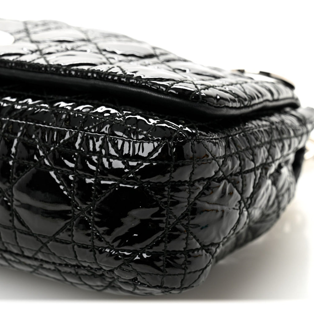 Patent Lambskin Cannage Rendezvous Flap Black