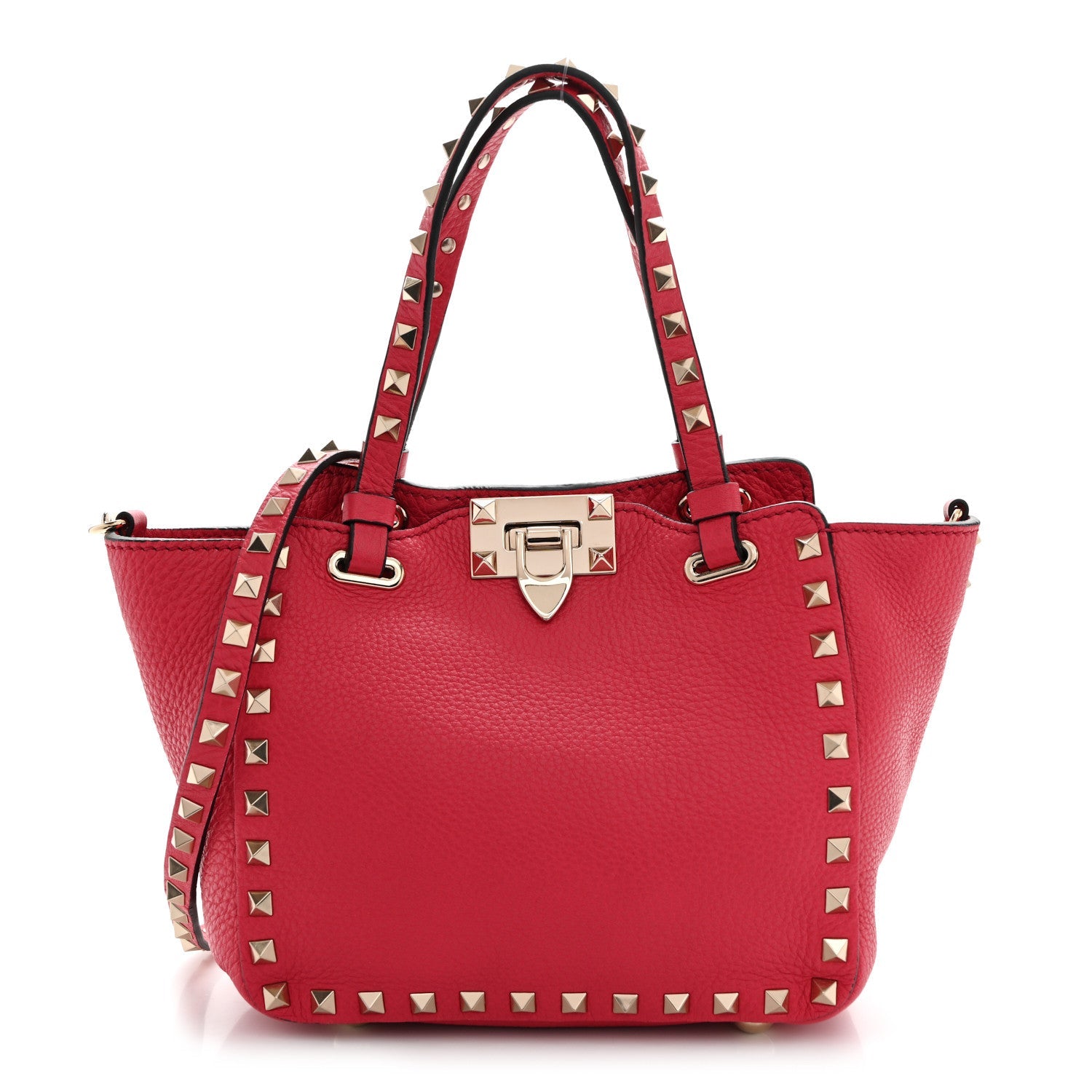 Pebbled Calfskin Mini Rockstud Tote  Cyclamin