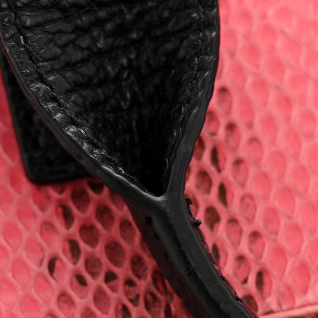 Textured Calfskin Elaphe Snakeskin Mini Pashli Satchel Pink Black