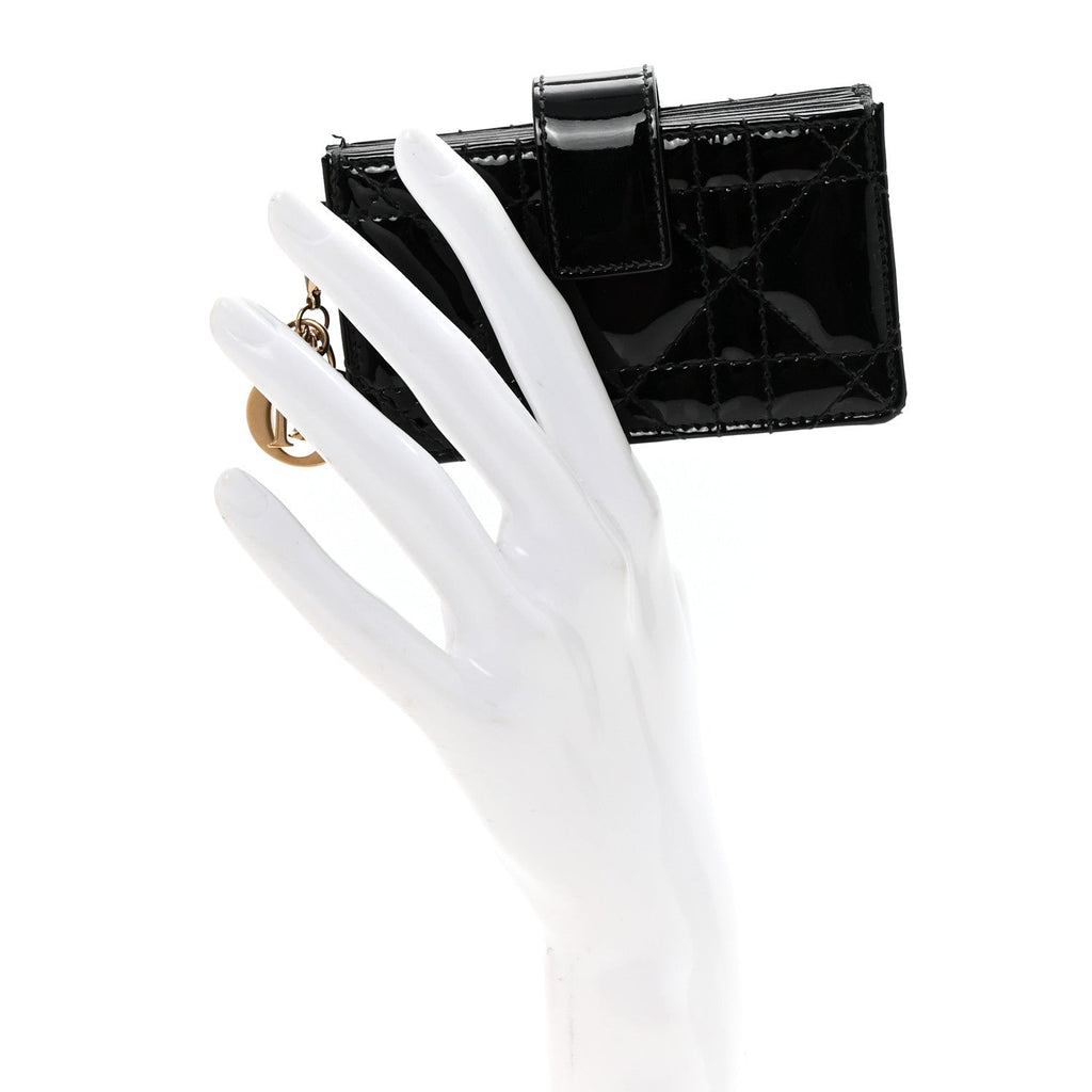 Patent Cannage Lady Dior 5-Gusset  Holder Black