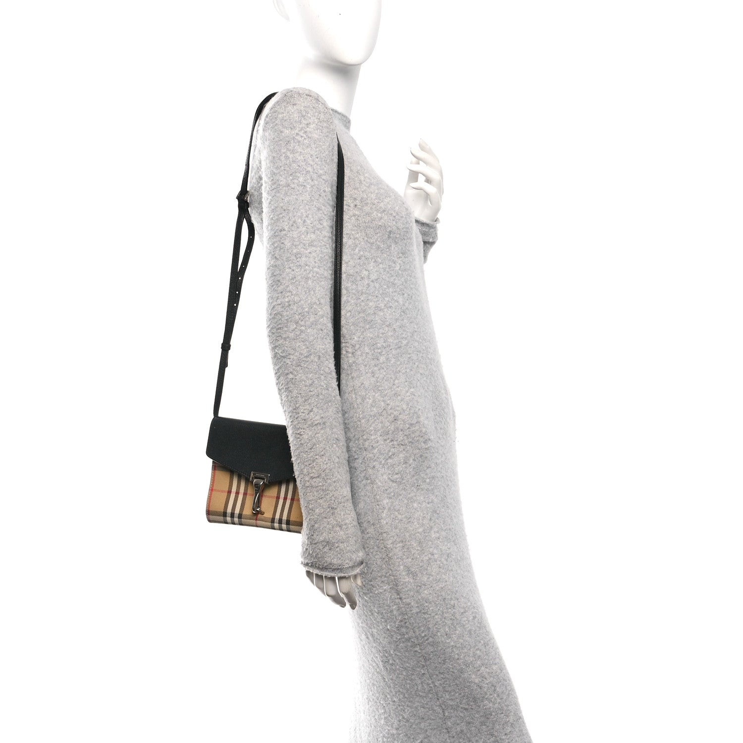 Derby Calfskin House Check Small Macken Crossbody Bag Black Archive Beige
