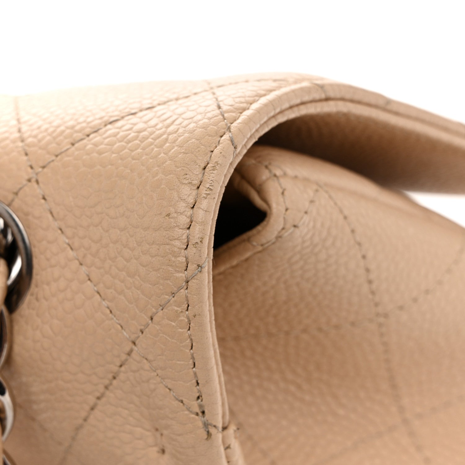 Caviar Quilted Jumbo Single Flap Beige Clair