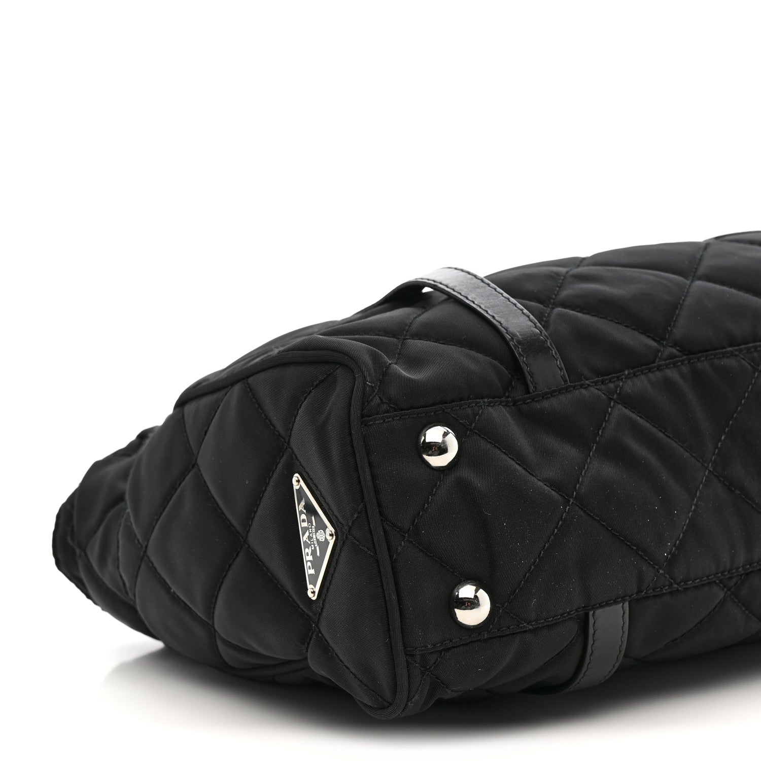 Nylon Tessuto Quilted Chain Shoulder Bag Black