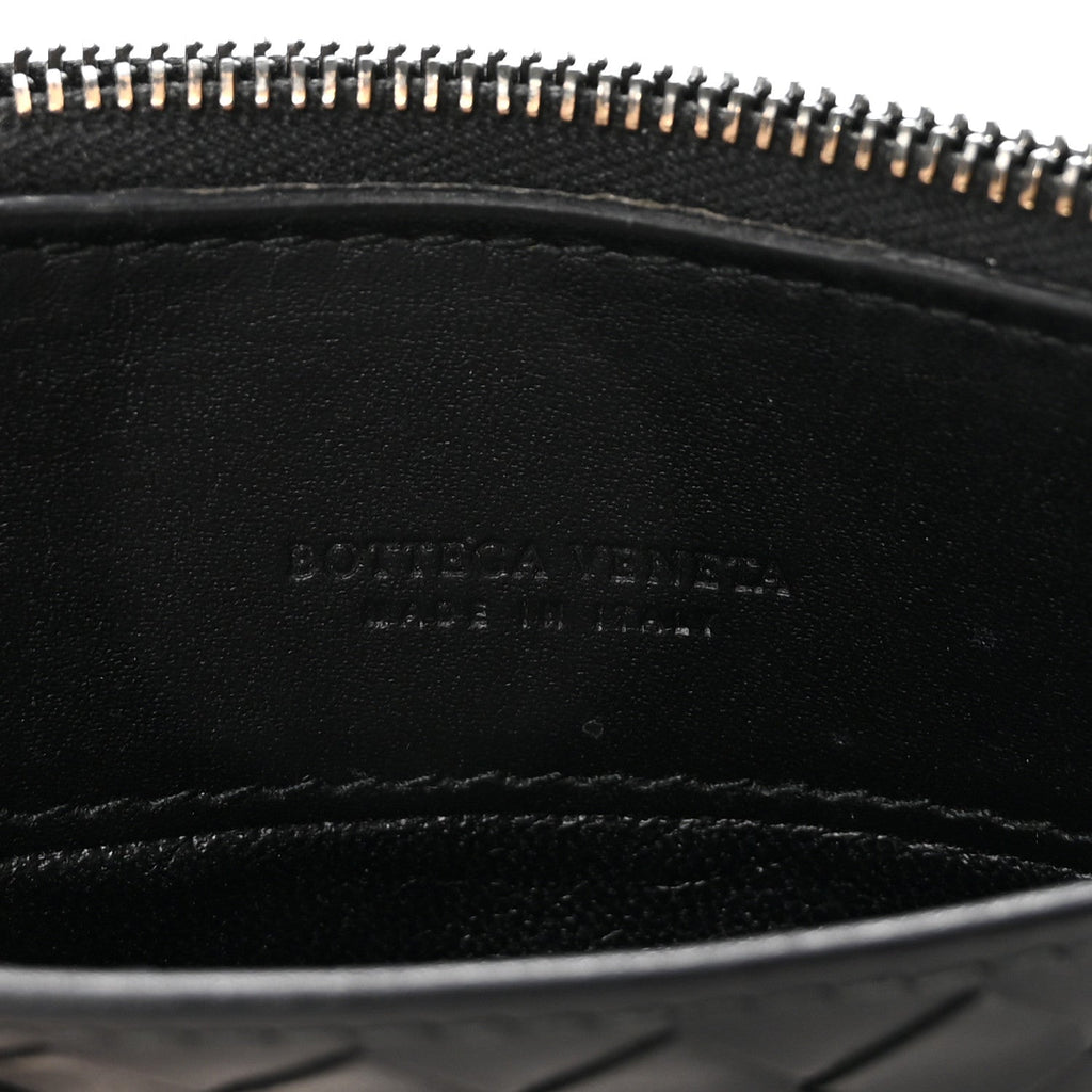 Calfskin Intrecciato Zip  Holder Black