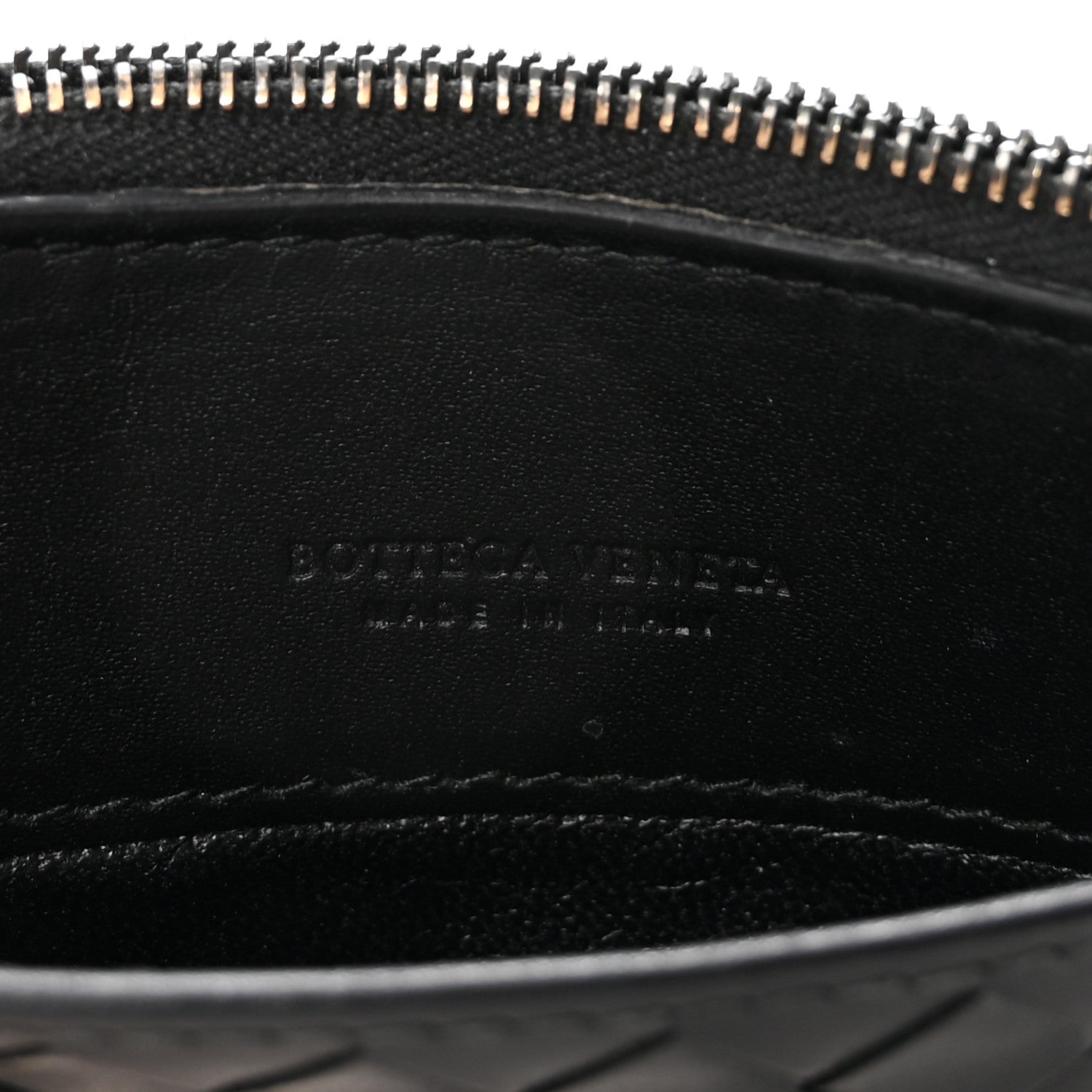 Calfskin Intrecciato Zip  Holder Black