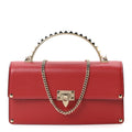 Vitello Rockstud Mini Top Handle Bag Red