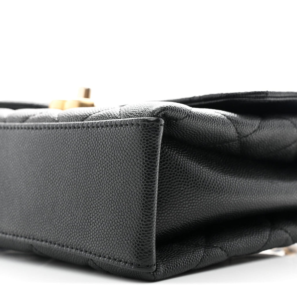 Caviar Quilted Medium Carry Me Top Handle Flap Black