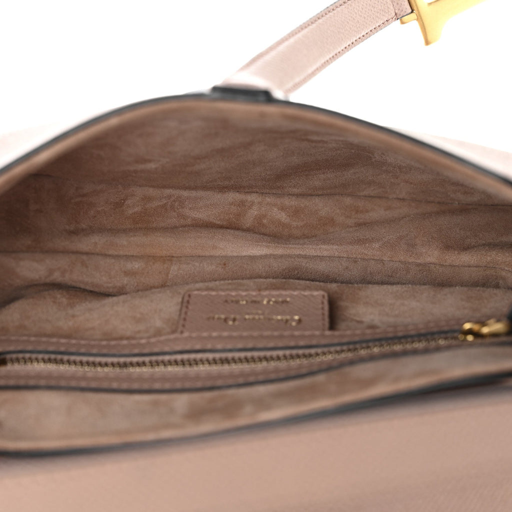 Grained Calfskin Saddle Bag With Strap Blush