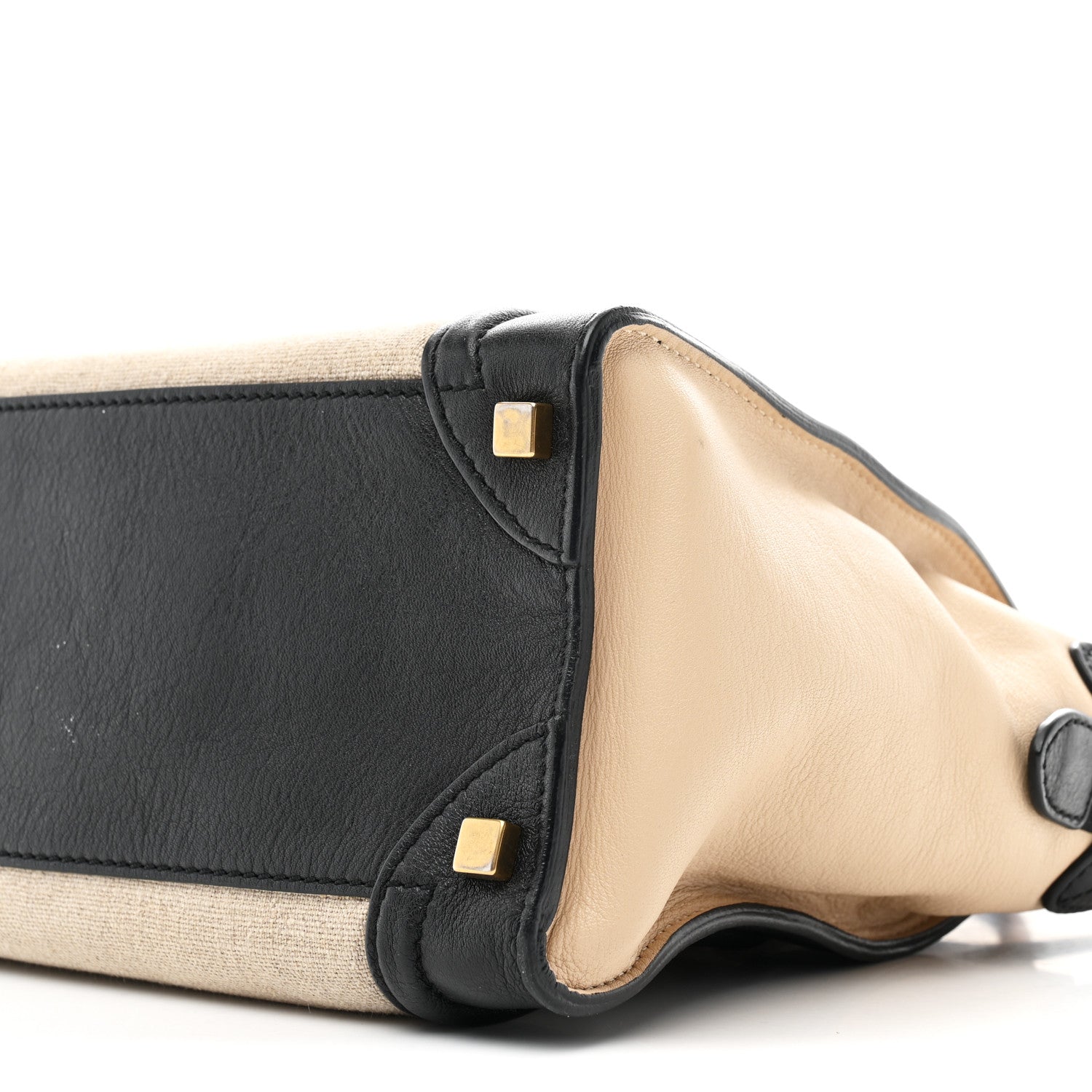 Canvas Smooth Calfskin Micro Tri-Color Luggage Natural Black Tan