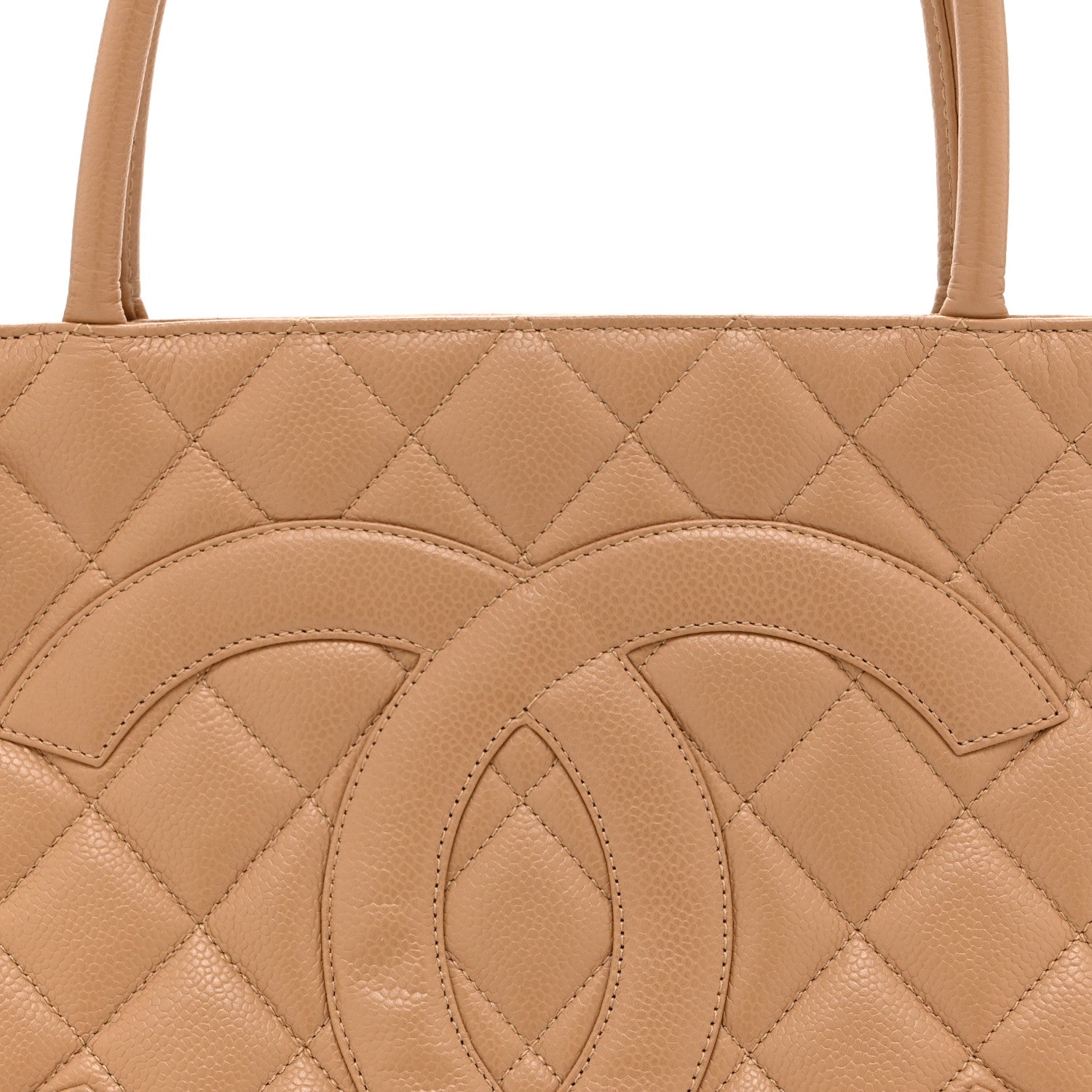 Caviar Quilted Medallion Tote Beige