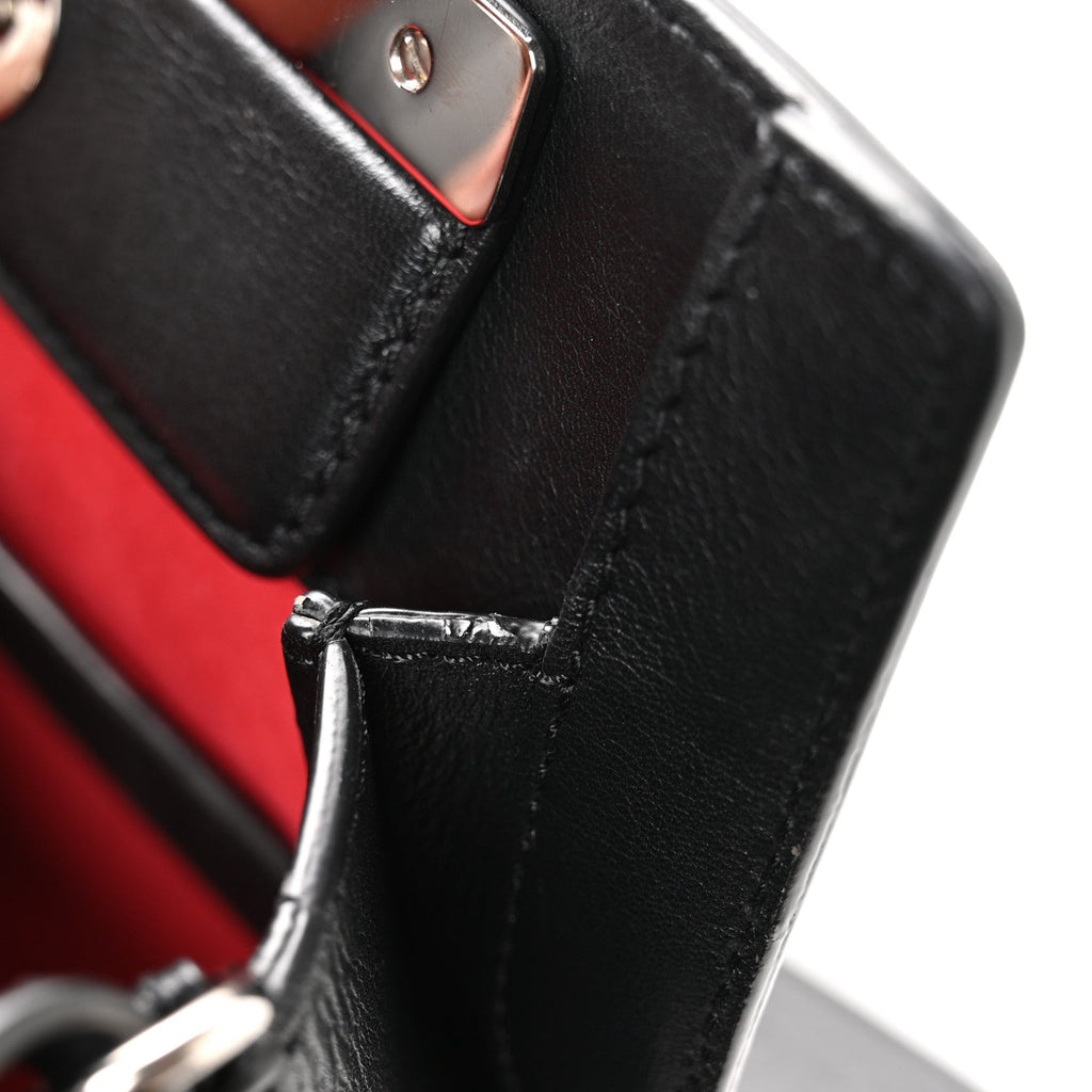 Crocodile Embossed Calfskin The Short Story Shoulder Bag Black