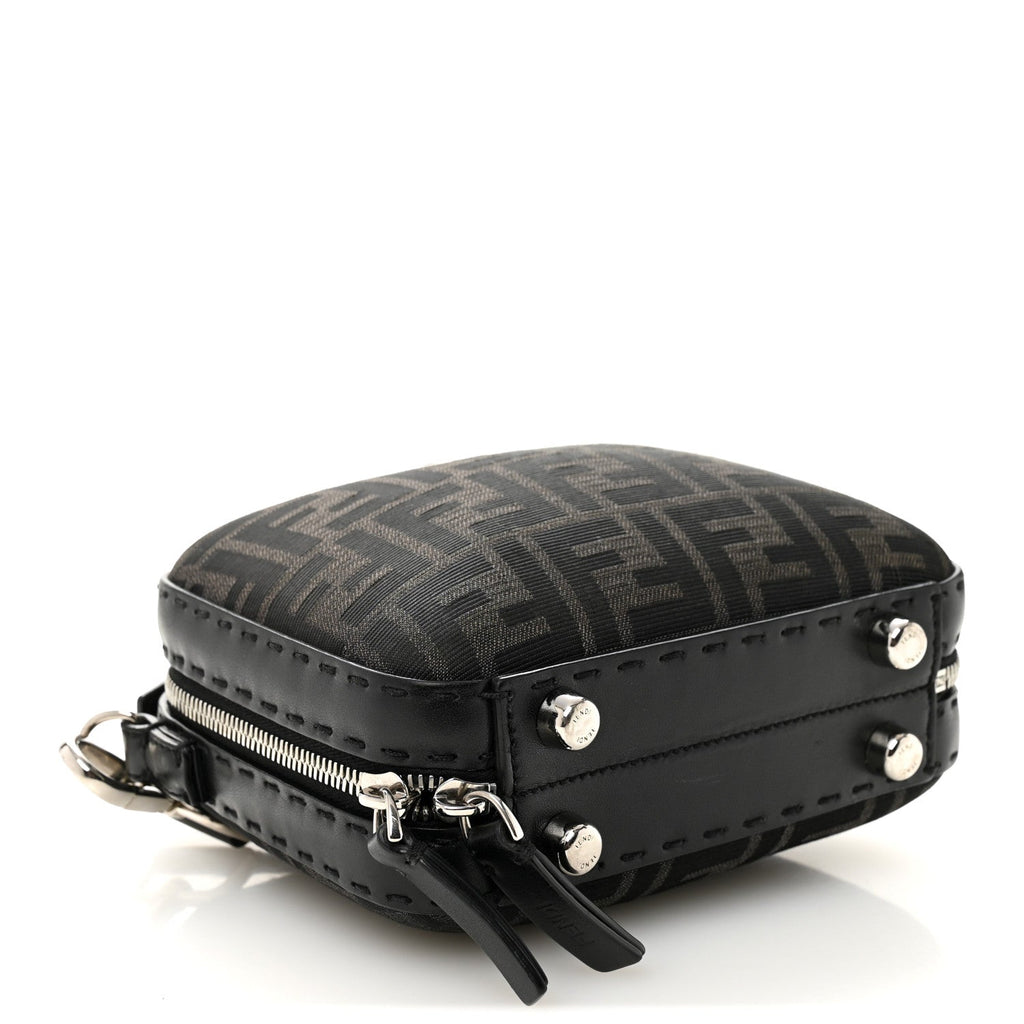 Recycled Fabric Jacquard Vitello Astro FF 1974 Mini Suitcase Bag Asfalto Black