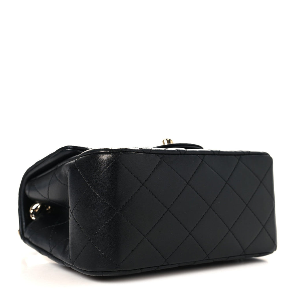 Lambskin Quilted Mini Square Flap Black