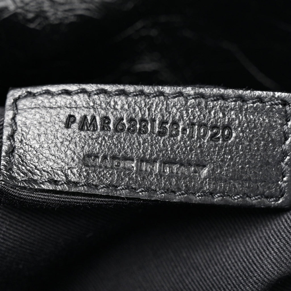 Crinkled Calfskin Matelasse Monogram Medium Niki Chain Satchel Black