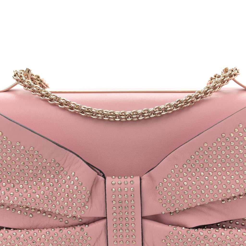 Nappa Bow Studded Shoulder Bag Pop Gardenia