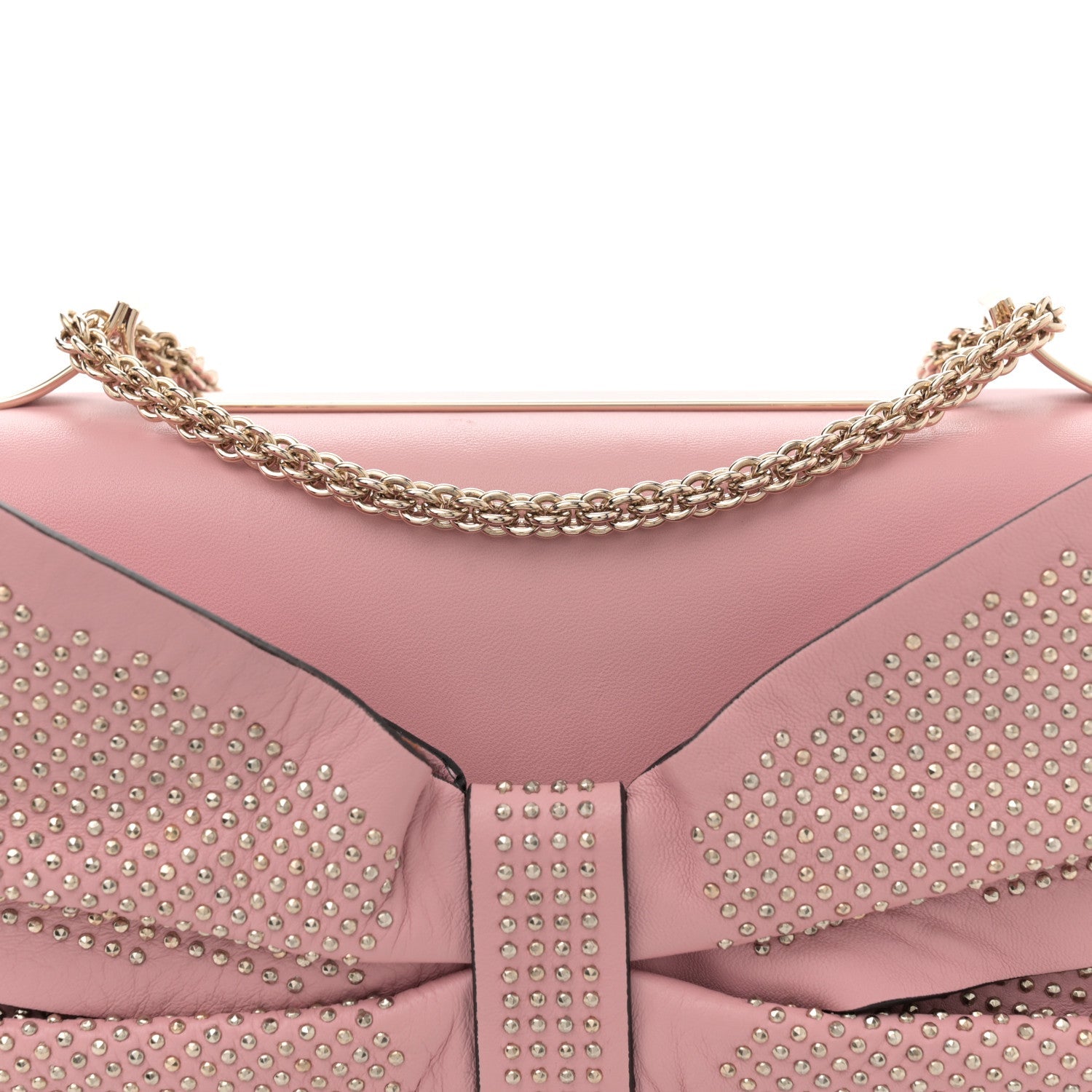 Nappa Bow Studded Shoulder Bag Pop Gardenia
