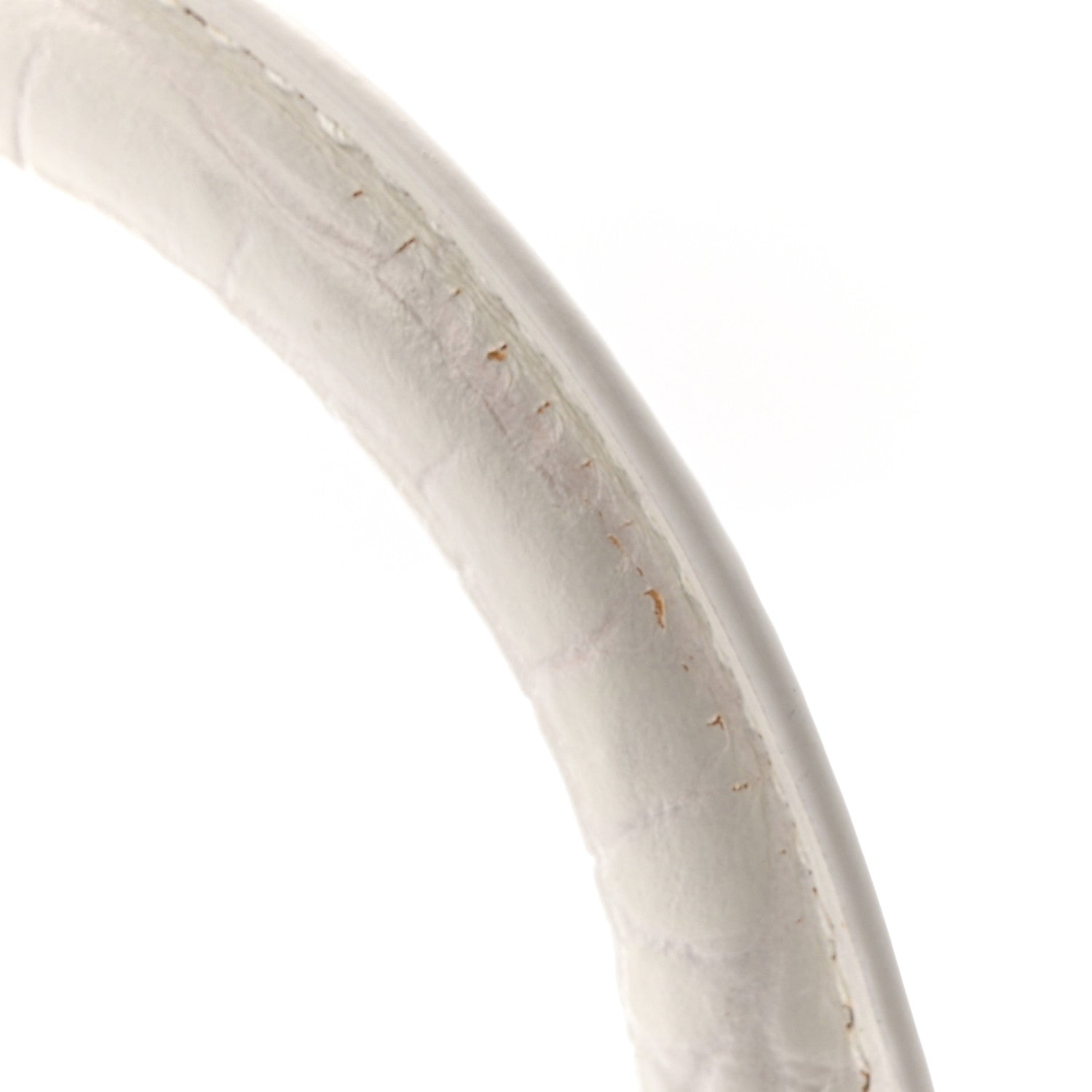 Shiny Calfskin Crocodile Embossed Hourglass Top Handle Bag XS White