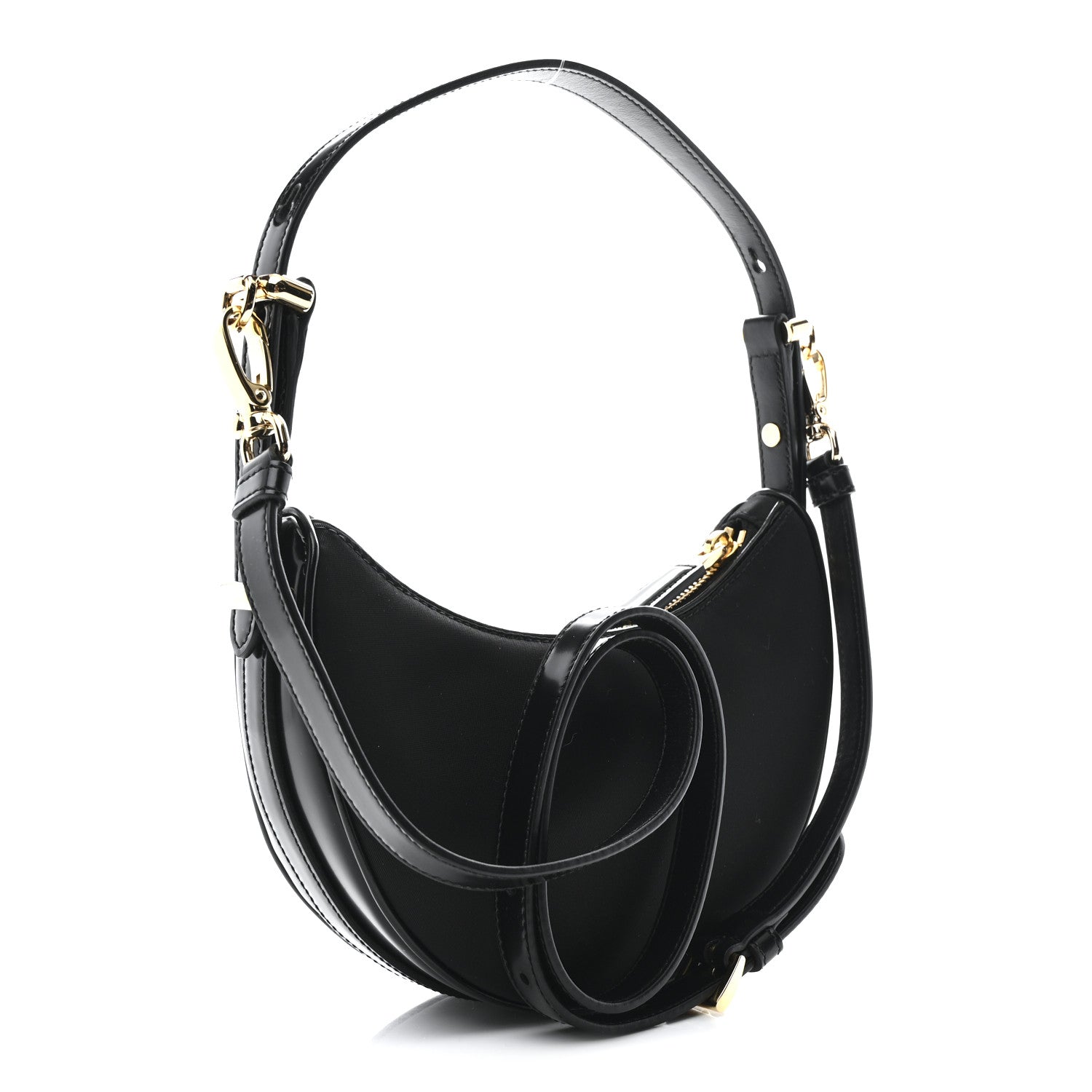 Re-Nylon Spazzolato Mini Arque Shoulder Bag Black