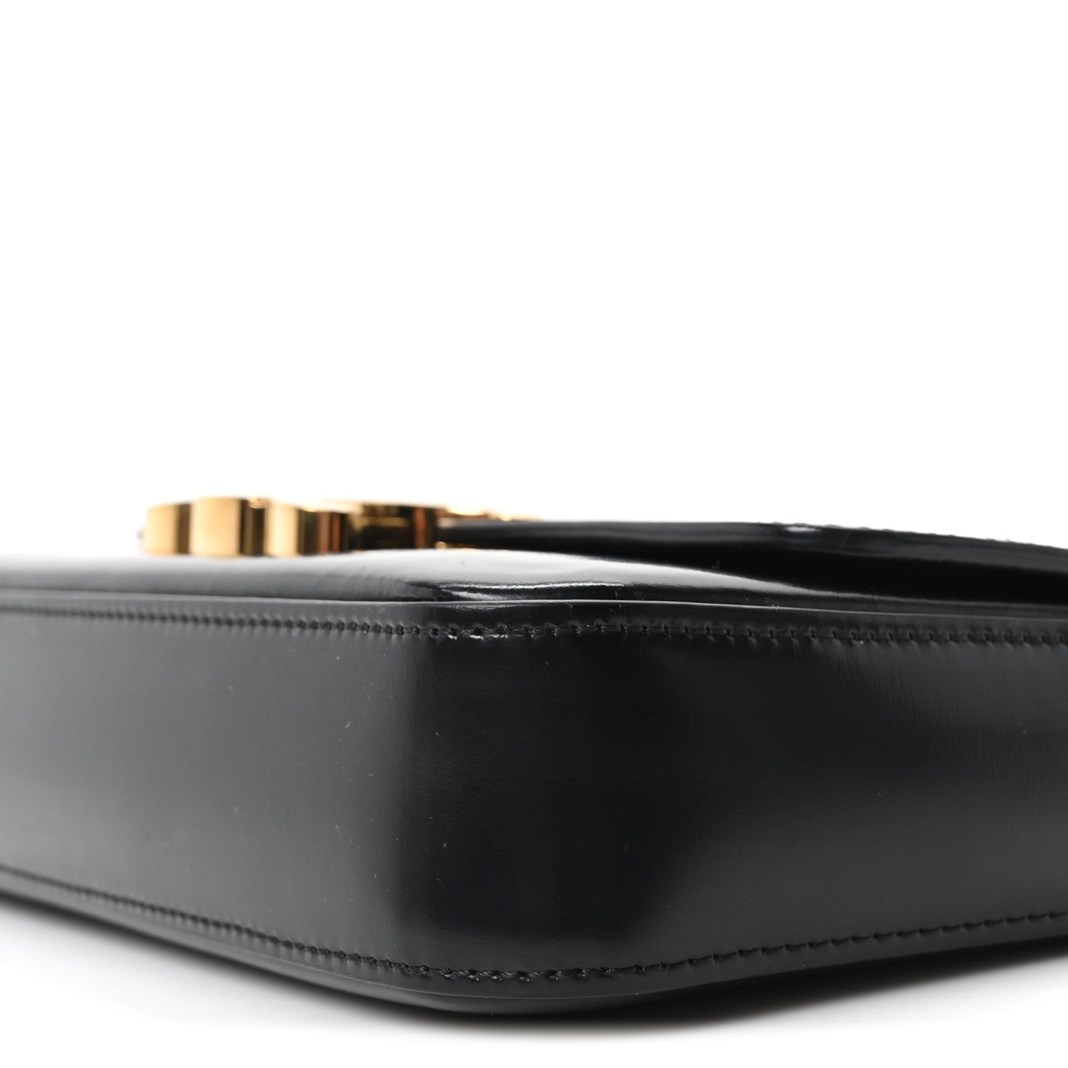 Shiny Calfskin Triomphe Shoulder Bag Black
